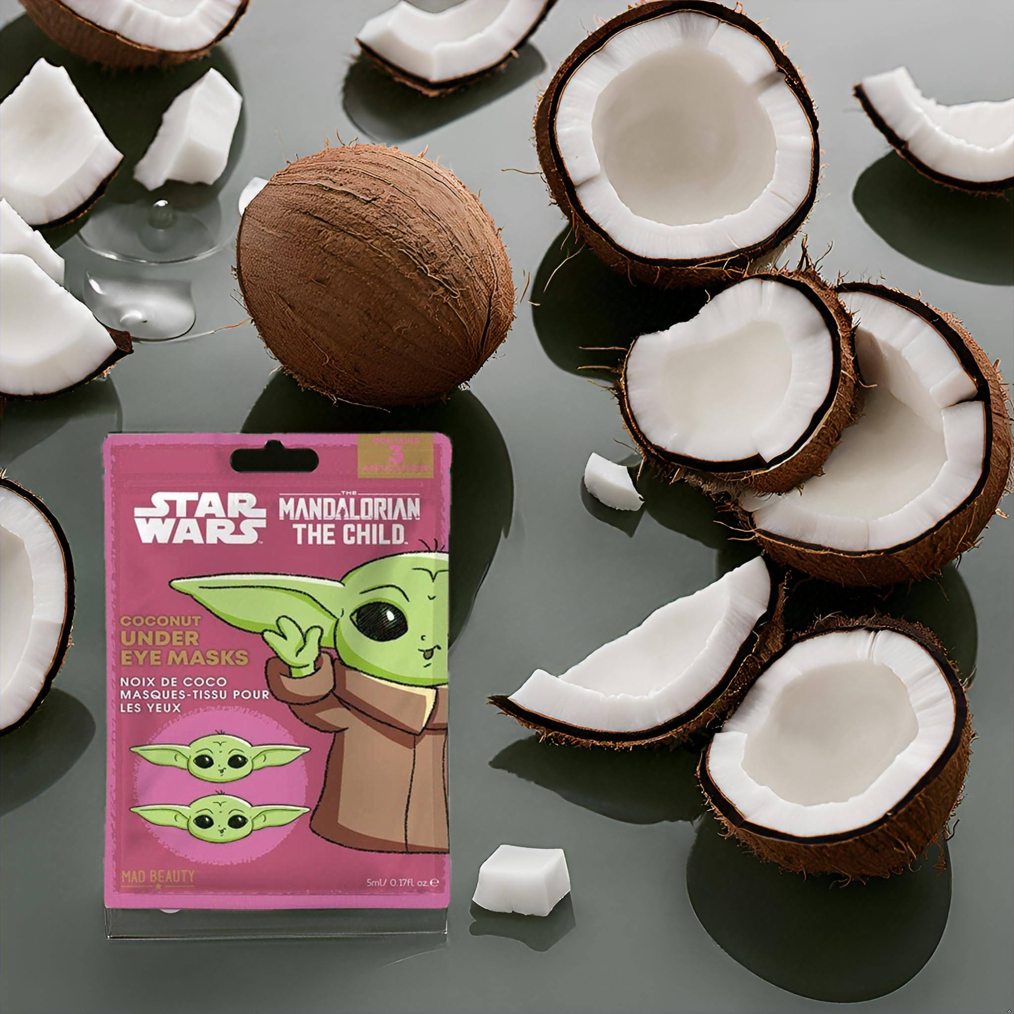 Star Wars Grogu Under Eye Patches - Baby Yoda & Mandalorian Character Design | Aloe Vera & Coconut Skincare for Dark Circles & Puffy Eyes | Refreshing Eye Treatment | Fun Gift for Women & Men | Perfect for Cosplay, Self-Care & Star Wars Fans