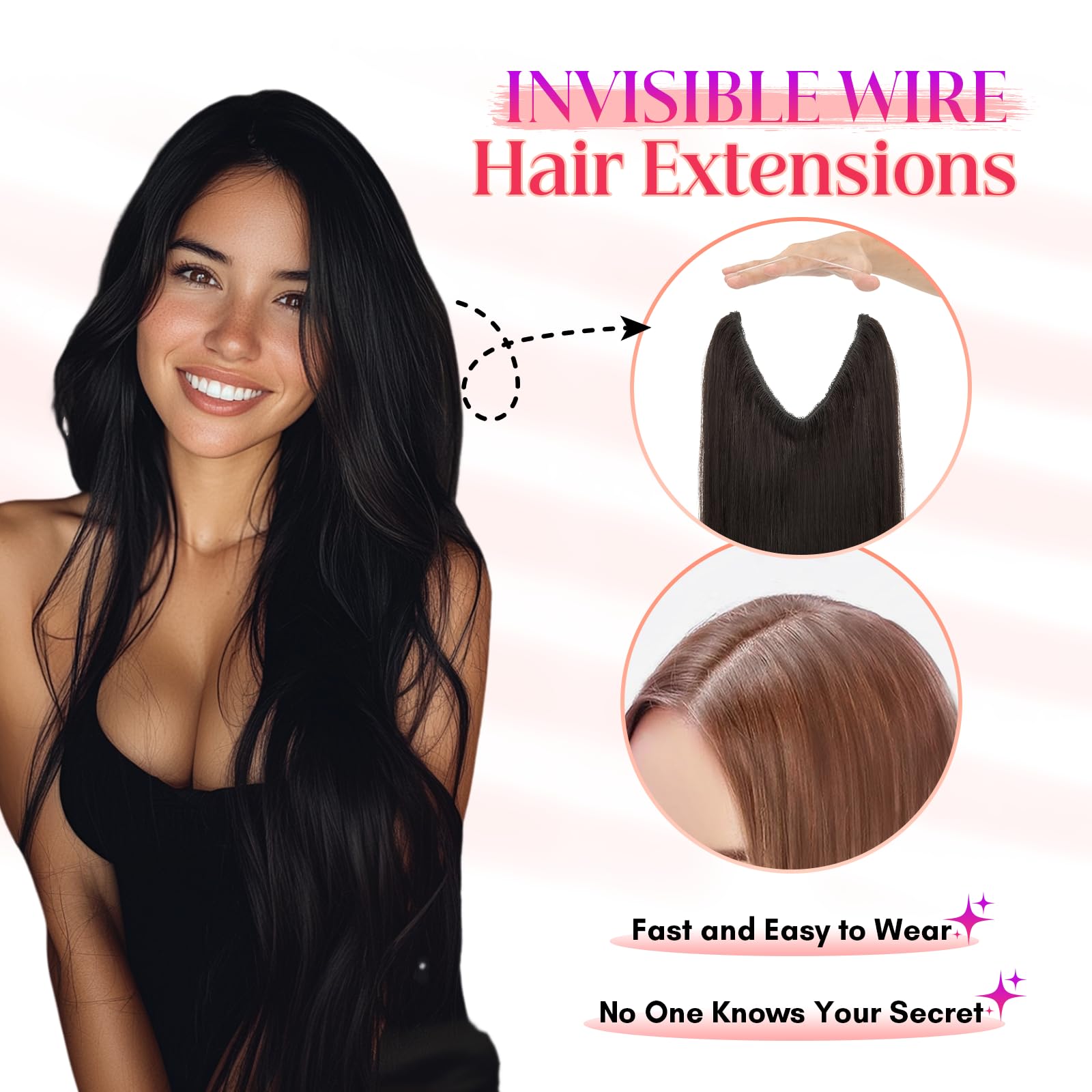 Premium 100% Human Hair Halo Extensions 22