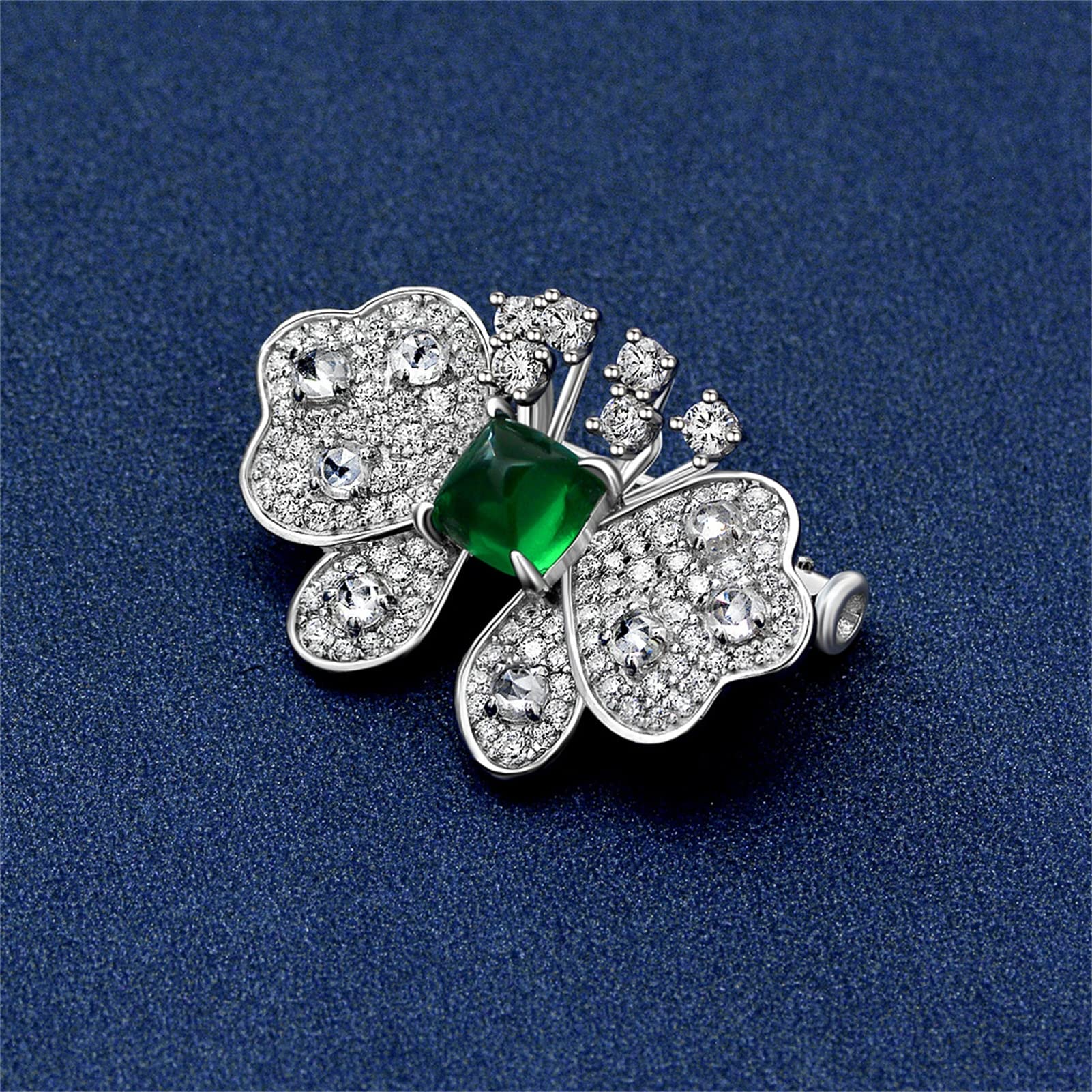 925 Sterling Silver Butterfly Brooch with Emerald - Elegant Women's Fashion Jewelry for Weddings, Parties & Special Occasions | Perfect Gift for Her