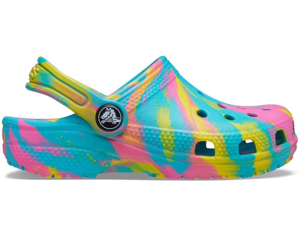 Crocs Kids' Classic Marbled Tie-Dye Clog | Comfortable Lightweight Slip-On Water Shoes for Boys & Girls | Perfect for Beach, Pool & Outdoor Play