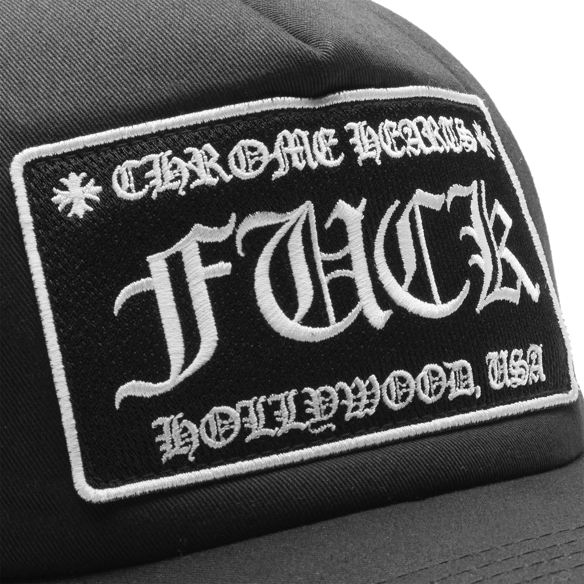 Chrome Hearts Fuck Hollywood Black Trucker Cap - Stylish Unisex Baseball Hat for Streetwear & Hip Hop Fashion