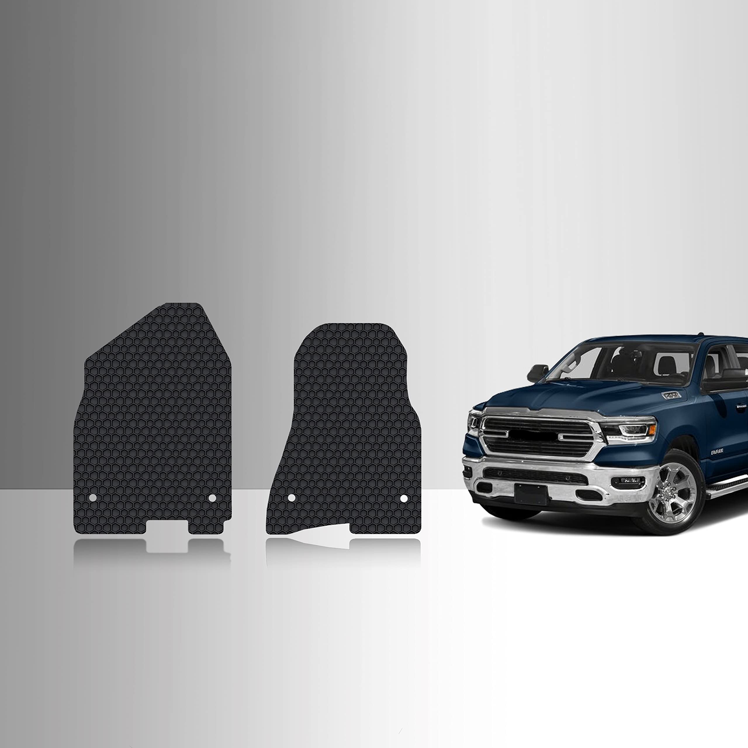 ToughPro Heavy Duty All Weather Floor Mats for Dodge RAM 1500 Crew Cab (2019-2024) - Front Row Set, Black Rubber, Non-Slip Protection, Made in USA | Perfect for Off-Road, Work Trucks & Daily Commuting