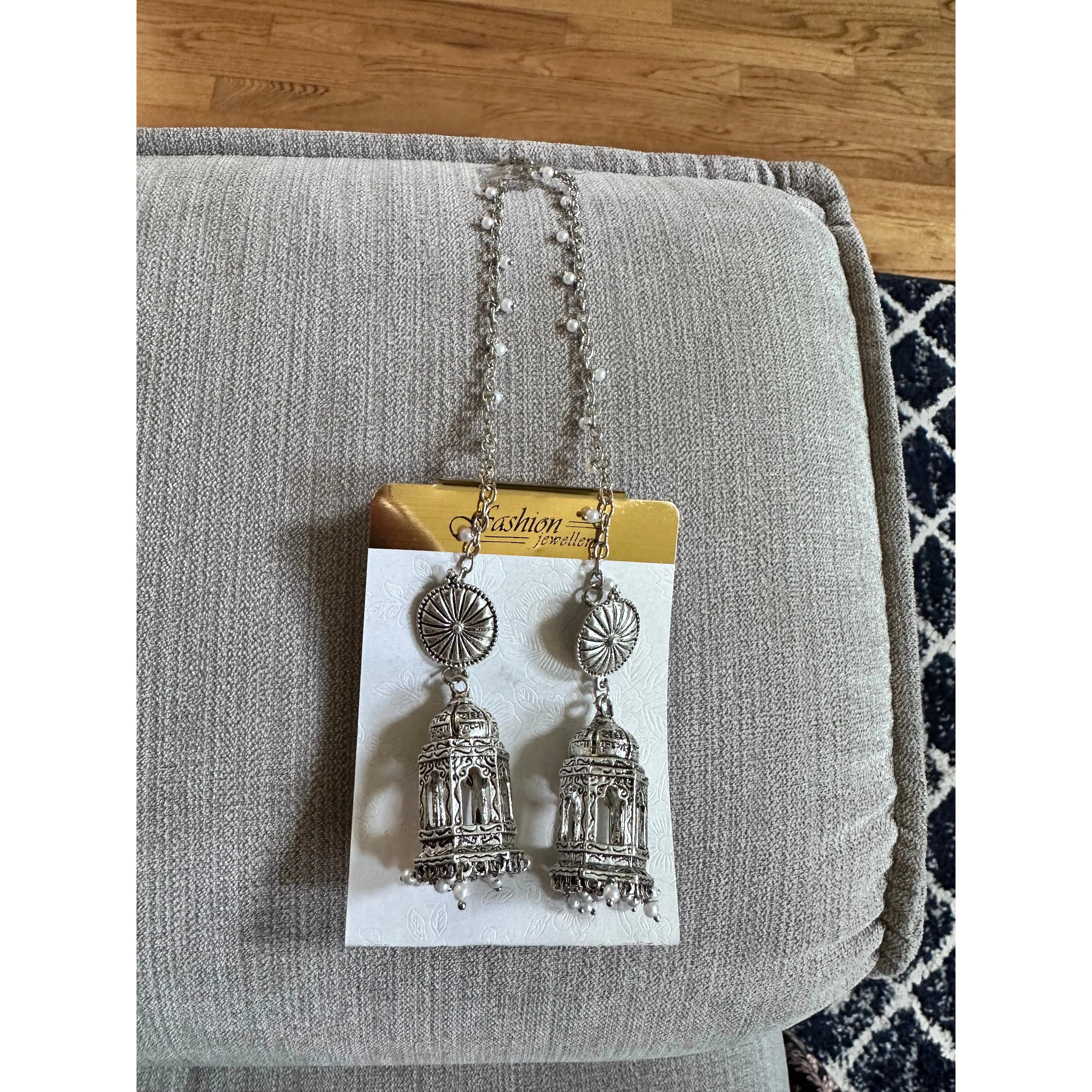 Stylish Jhumka Earrings with Tassel Chain - Boho Ethnic Jewelry for Women - Perfect for Parties, Weddings & Festive Occasions
