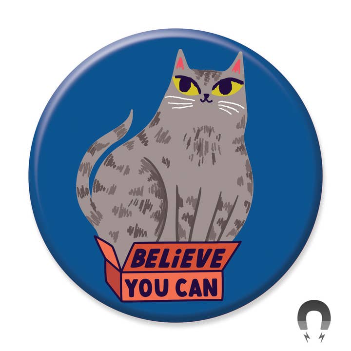 Believe You Can Cat Magnet - Inspirational Fridge Magnet for Cat Lovers - Perfect for Home, Office & Gifts