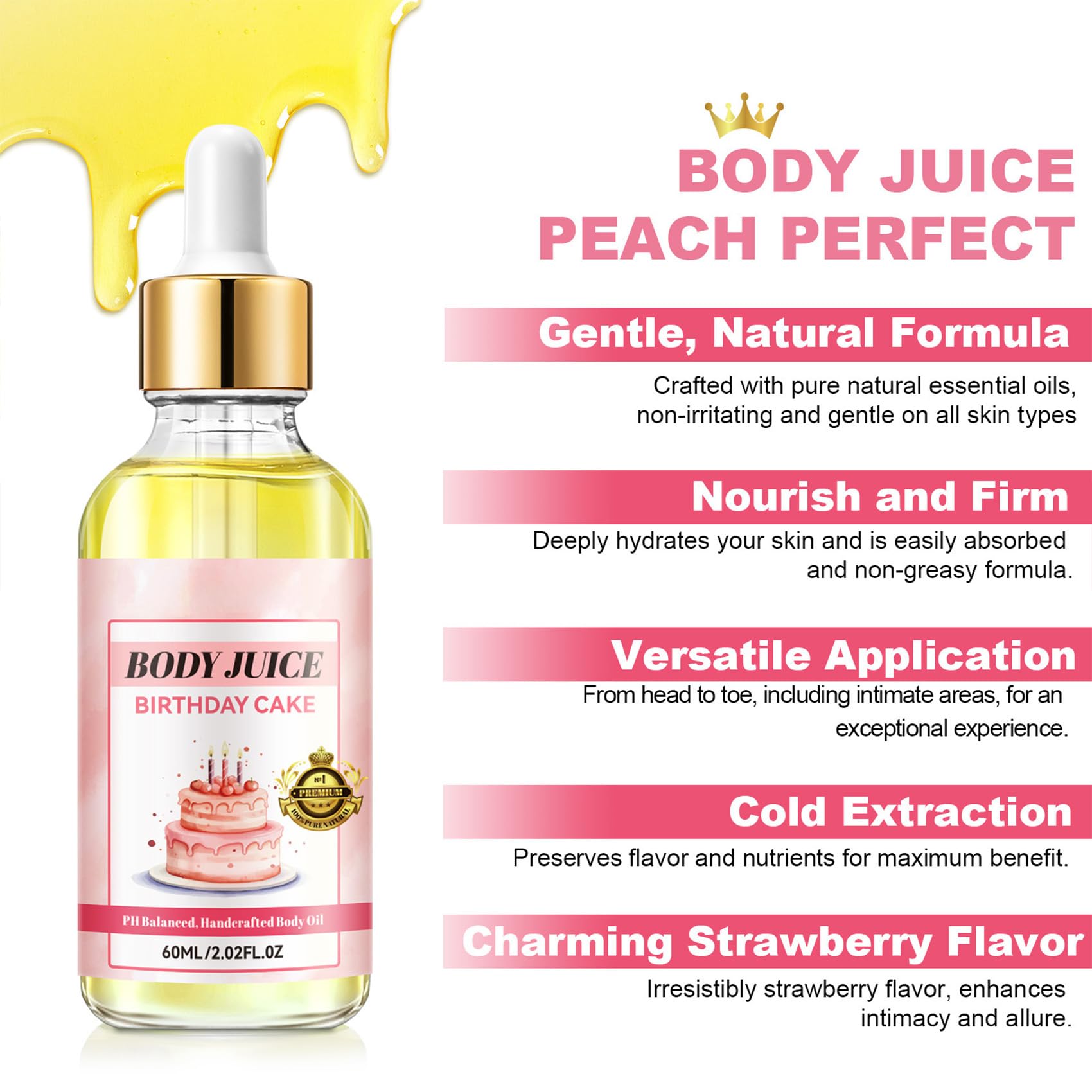 Organic Coconut Cream Pie Body Oil - 60ml Moisturizing & Fragrant Vanilla Cake Scented Oil for Women | Handmade Natural Skincare for Dry Skin, Massage & Aromatherapy | Perfect for Relaxation, Spa & Self-Care Rituals