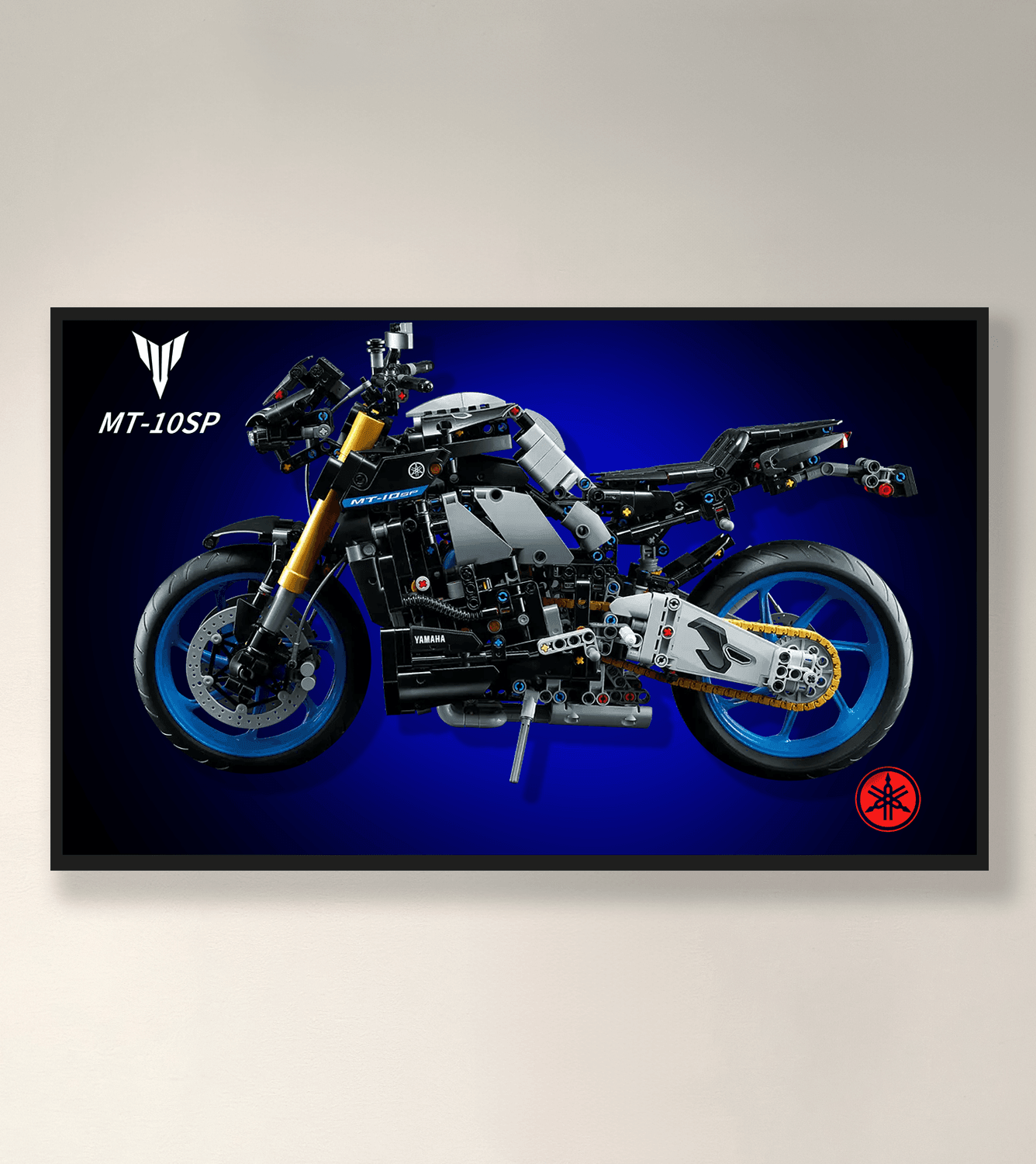 LEGO Yamaha MT-10 SP 42159 Motorcycle Building Kit - Display Wall Board for Showcasing & Home Decor - Perfect for LEGO Enthusiasts & Collectors
