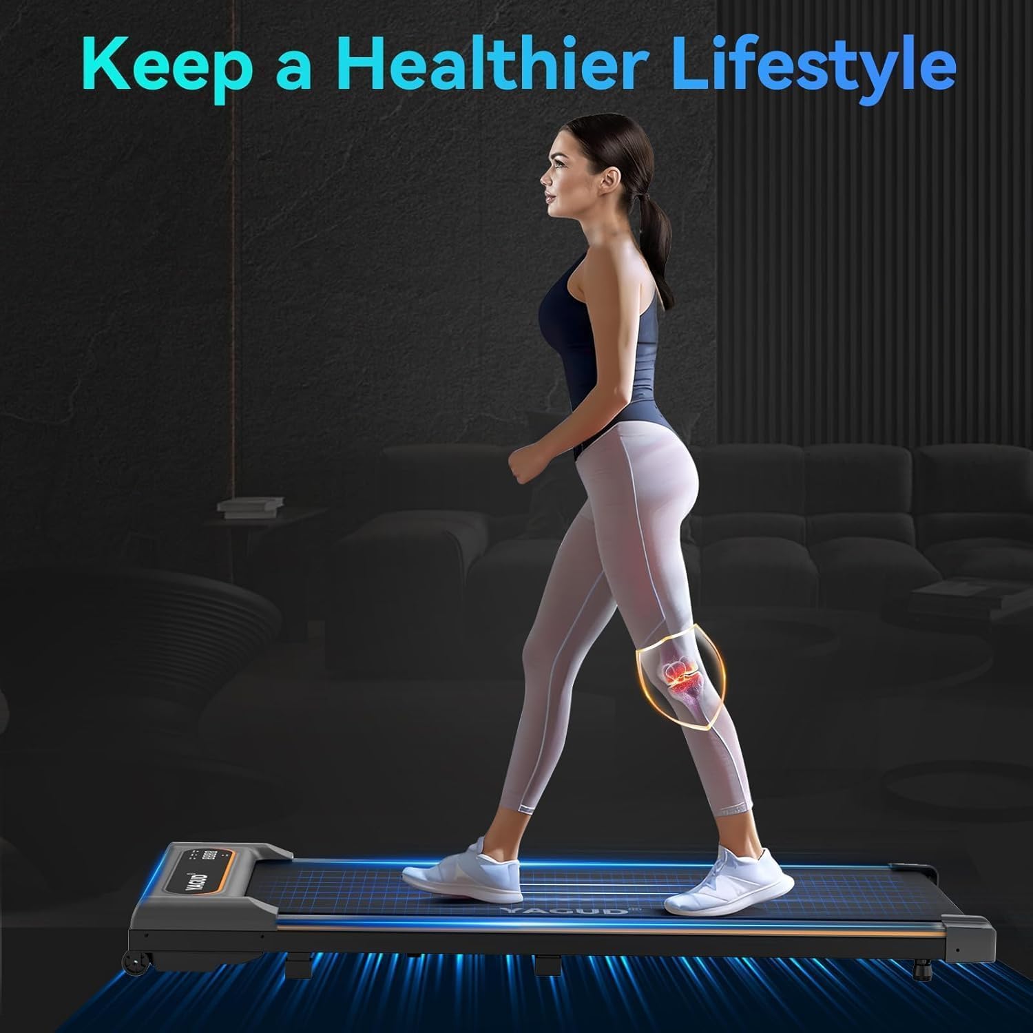 Portable Under Desk Treadmill with Remote Control & LED Display - Walking Pad for Home Office, Compact Walking Jogging Machine for Small Spaces - Perfect for Workouts While Working or Watching TV