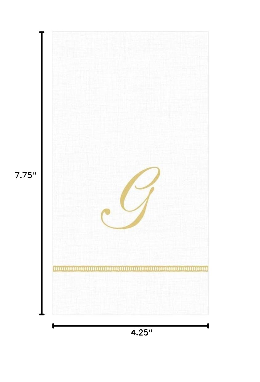 Premium Caspari Hemstitch Script Paper Guest Towels - Letter G Monogrammed Napkins (Set of 60) | Elegant Dinner Party, Bridal Shower & Wedding Reception Table Decor