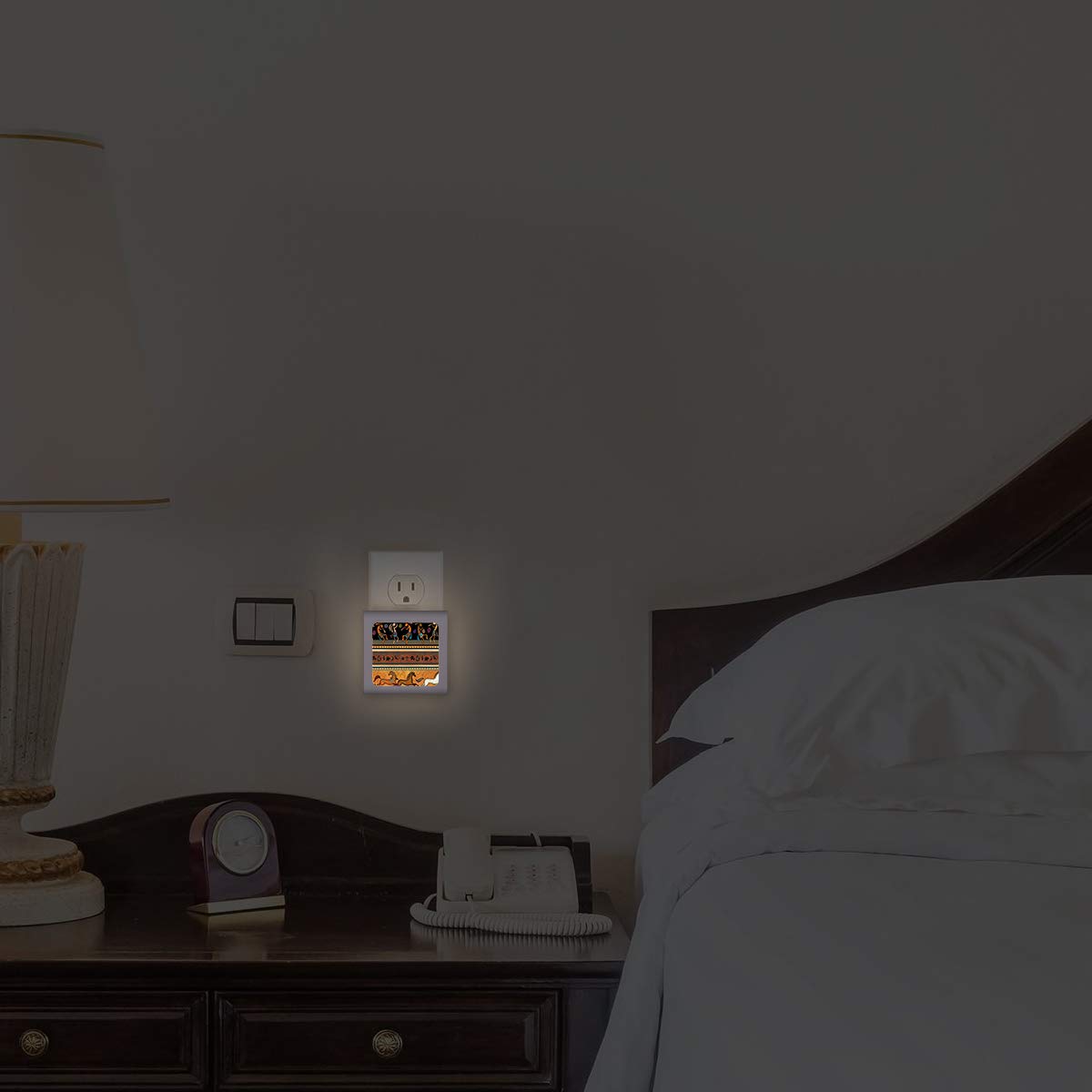 Dimmable LED Night Light with Auto On/Off Sensor, Adjustable Brightness & Warm White Light - Perfect for Bathroom, Hallway, Nursery & Bedroom (Southwest Desert Landscape Design) - Ideal for Nighttime Safety, Kids' Rooms & Energy-Efficient Home Lighting