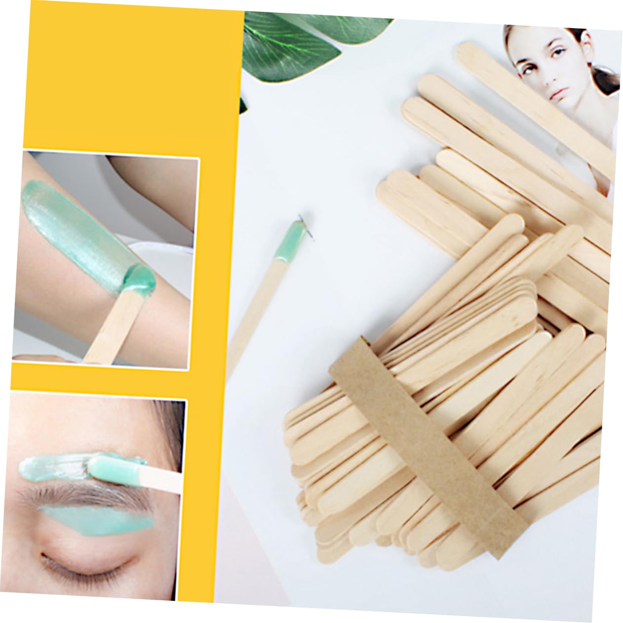 300 Pcs Wooden Wax Spatulas - Waxing Tools for Hair Removal, DIY Waxing, and Beauty Salons - Perfect for Eyebrow Shaping, Leg Waxing & Facial Hair Removal