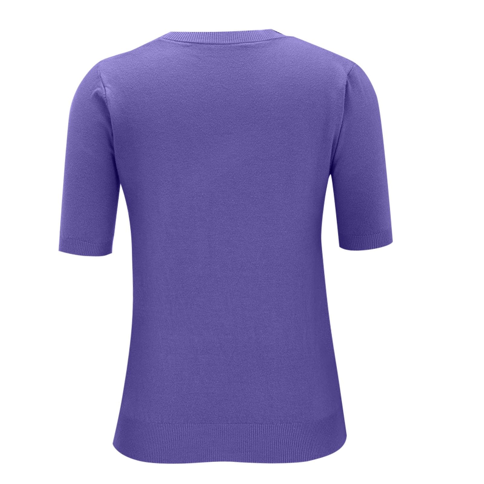 Women's Short Sleeve Crop Sweater - Round Neck Loose Knit T-Shirt Top for Casual Wear, Spring & Summer Fashion, Date Night Outfits