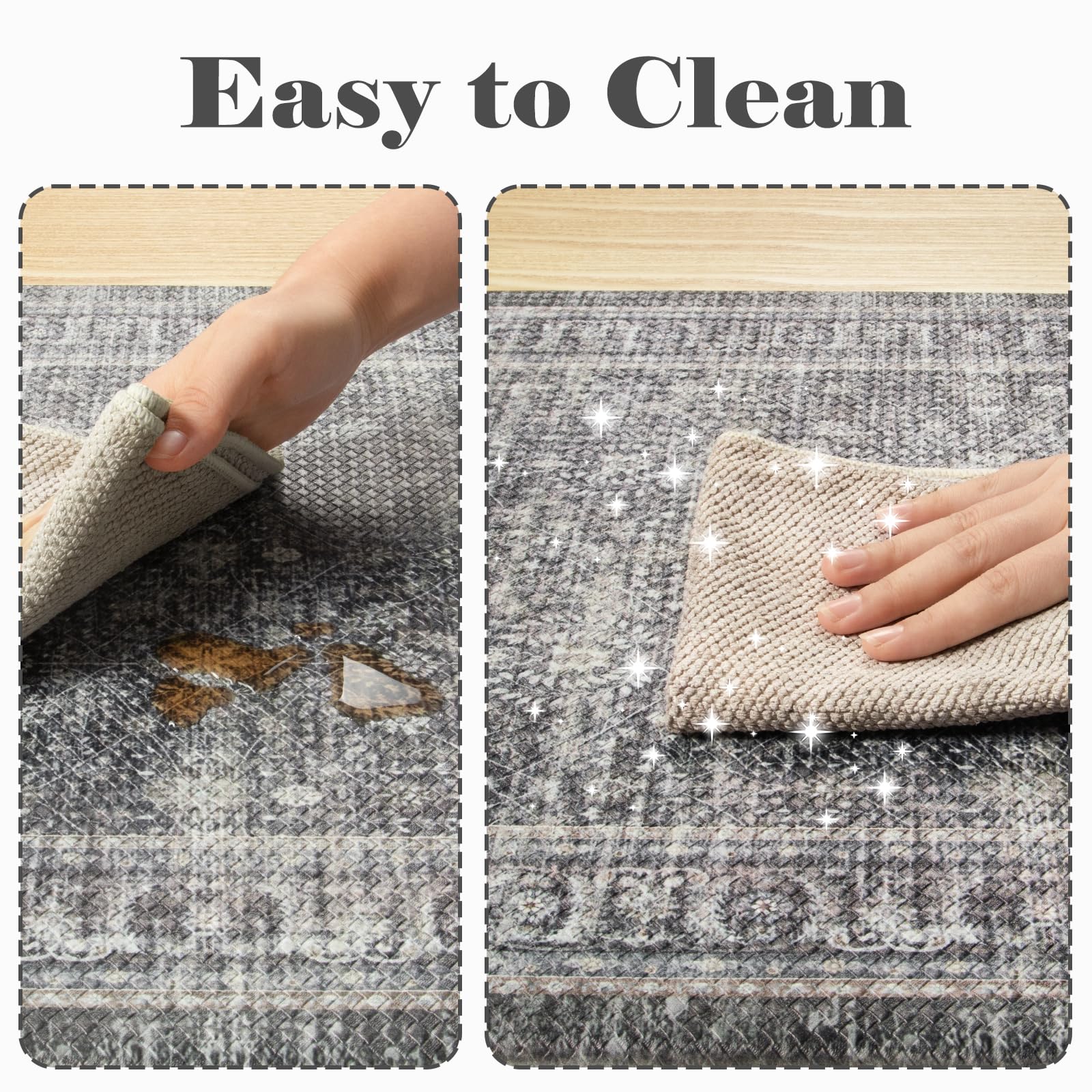 2-Piece Anti-Fatigue Kitchen Floor Mats - Cushioned, Waterproof Memory Foam Rugs for Sink, Laundry & Bathroom - Boho Grey Home Decor - Perfect for Cooking, Dishwashing & Standing Comfort