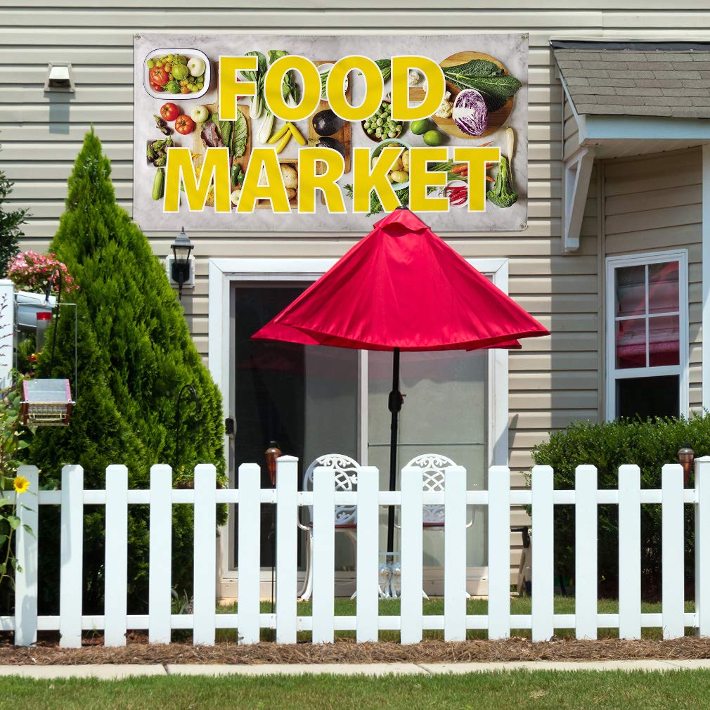Vinyl Banner for Outdoor Advertising - Weatherproof Restaurant & Food Market Sign with 4 Grommets (24x36 Inches) - Perfect for Yard Sales, Food Trucks, and Business Promotion