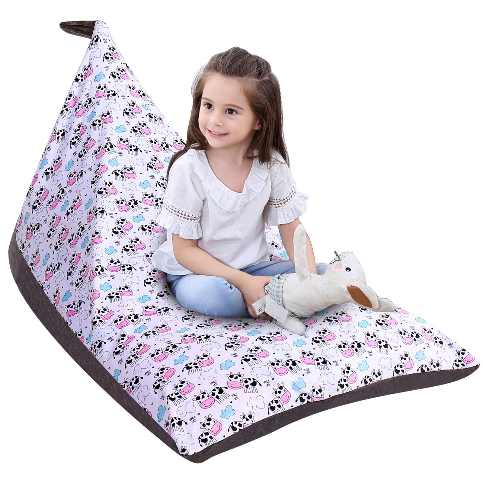 HelloCreate Storage Bag Chair - Portable Folding Lounge Chair for Kids, Teens & Adults (30x50x30) - Plush Toy Organizer & Stuffed Animal Storage Bag - Perfect for Playrooms, Dorms & Living Rooms