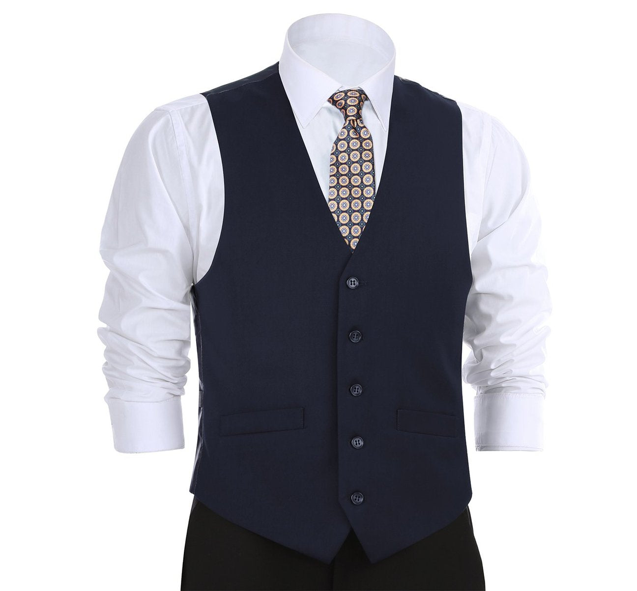Alessandro Vitello by Renoir Dark Navy Business Suit Vest - Regular Fit Waistcoat for Men | Perfect for Office, Weddings & Formal Events