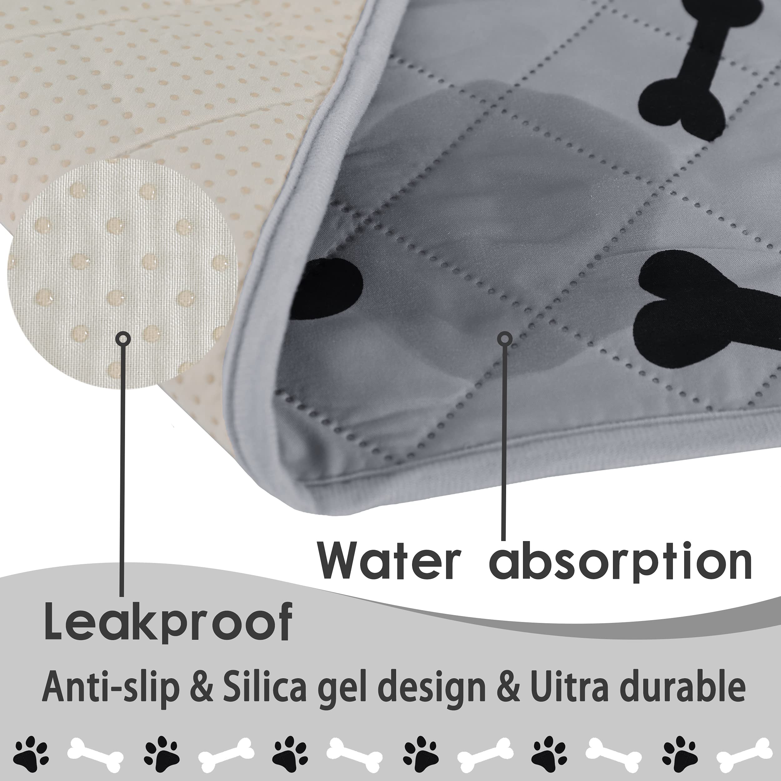 Washable Dog Crate Pee Pads - Non-Slip Absorbent Puppy Training Pads for Small Dogs, Gray Pet Rug with Waterproof Backing - Perfect for Crate Training, Housebreaking & Indoor Pet Use