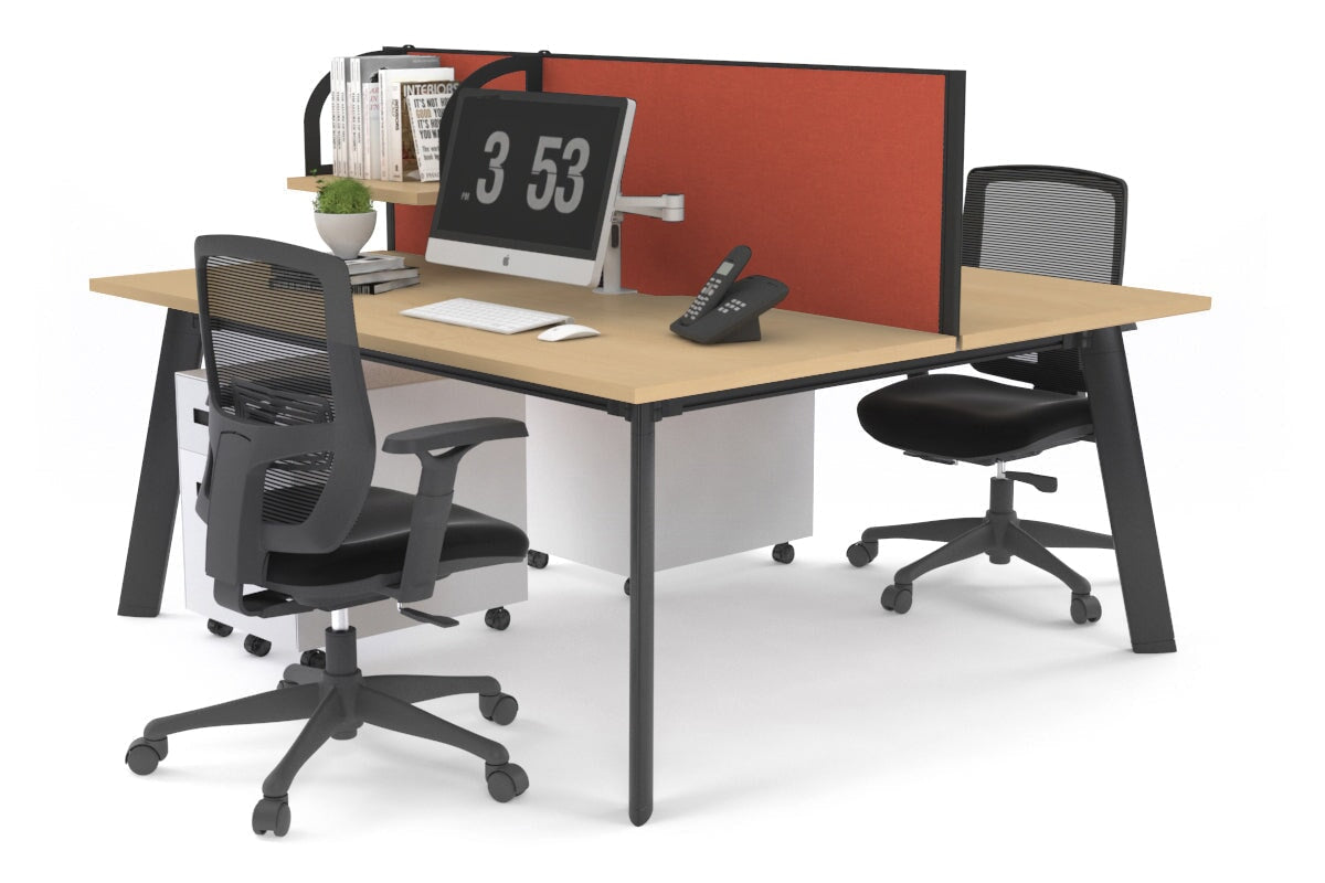 2-Person Workstation with Black Frame - 1400L x 700W - Perfect for Office, Home Office & Collaborative Workspaces