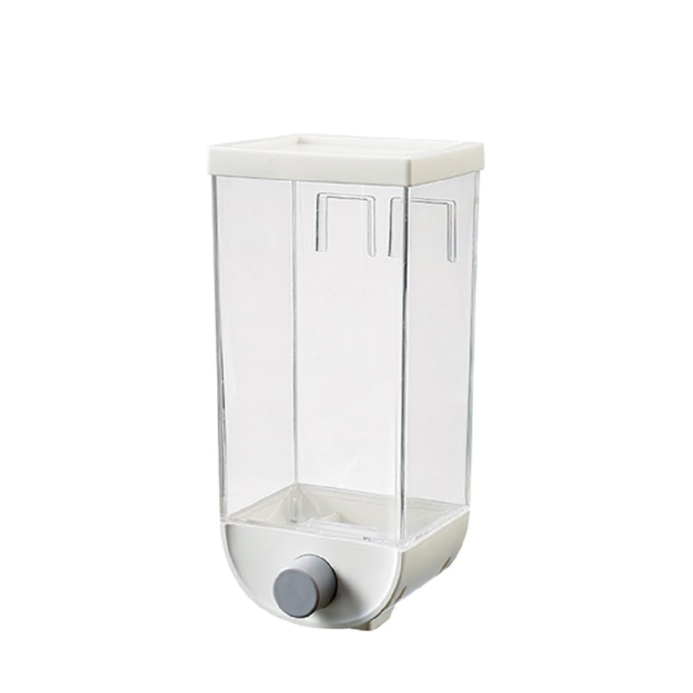 Wall Mounted Dry Food Dispenser - 1500ml Single Cereal Dispenser Box for Cereal, Grains, Nuts, Beans, Candy & Oatmeal Storage - White | Perfect for Kitchen Pantry Organization & Bulk Food Storage