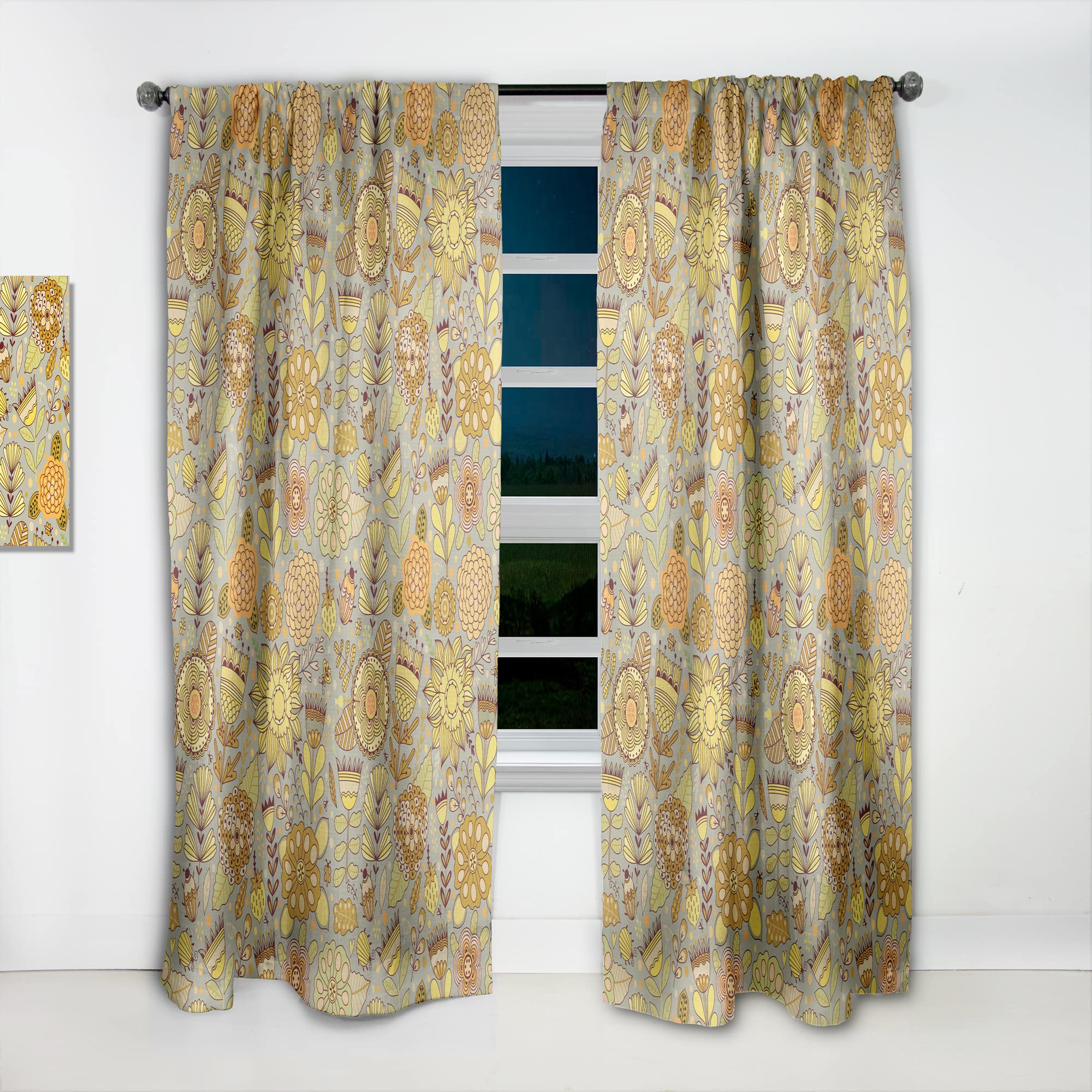 DesignQ Floral Botanical Curtains - Thermal Insulated Single Panel (52x120 inches) for Bedroom & Living Room - Elegant Window Treatment for Home Decor & Light Blocking
