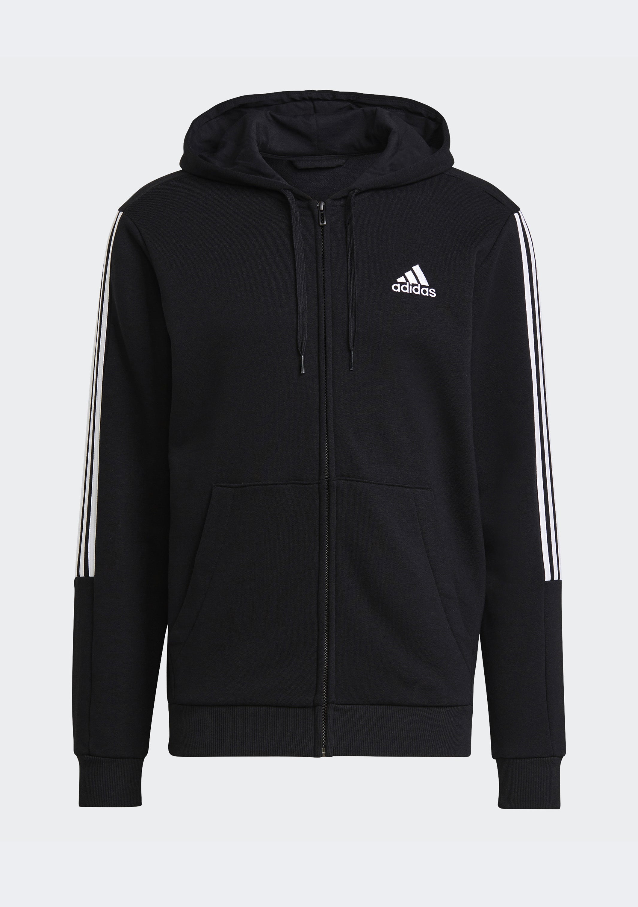 Adidas Men's Essentials 3-Stripes Fleece Full-Zip Hoodie - Warm & Comfortable Winter Jacket for Casual Wear, Gym, and Outdoor Activities