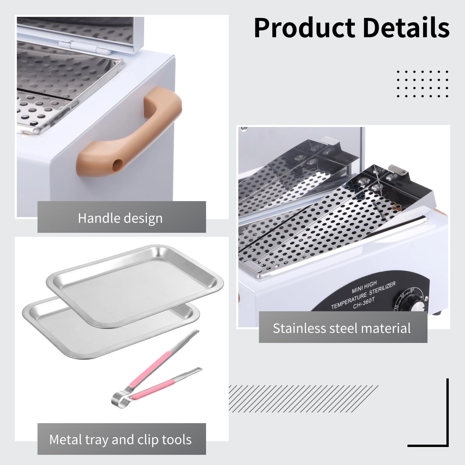 Professional High-Temperature Metal Tool Cleaning Box & Nail Tool Sterilizer Kit with Metal Trays & Clip | Heat Dry Box for Manicure Salon | Sanitize Tweezers & Metal Equipment | Perfect for Nail Salons, Tattoo Shops & Beauty Clinics