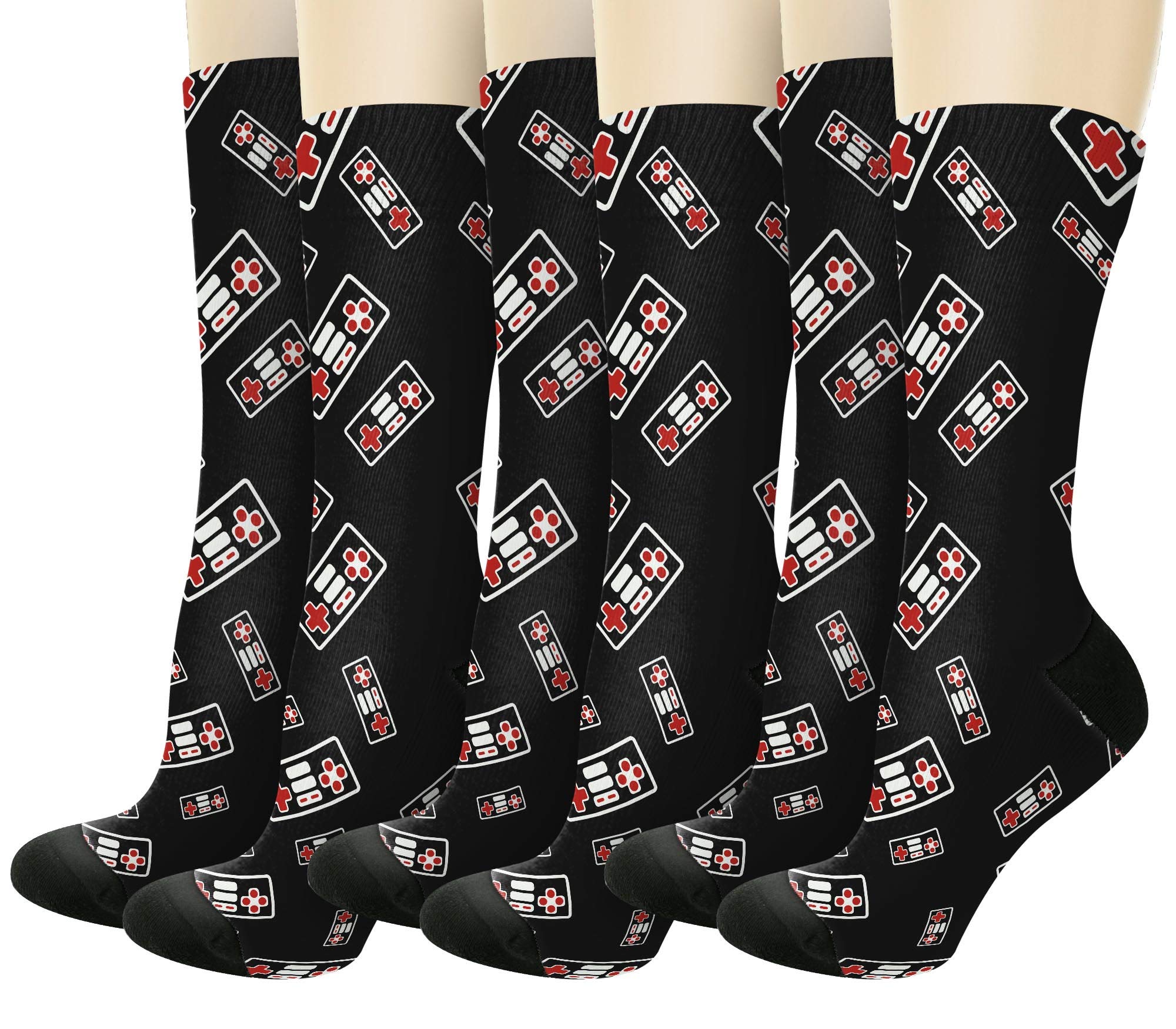 Retro 8-Bit Game Controller Joystick Gamer Novelty Crew Socks - Perfect for Gaming Enthusiasts, Cosplay & Nostalgic Gift Ideas