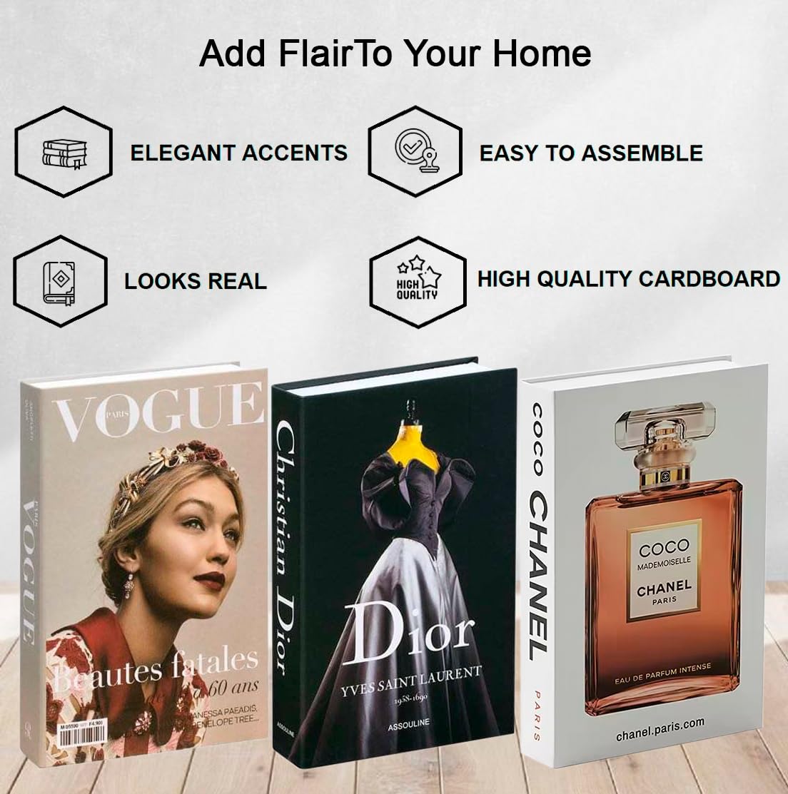 Stylish Decorative Faux Books Set of 3 - Elegant Home Decor for Coffee Table, Bookshelf & Living Room | Perfect for Interior Design, Housewarming Gifts & Shelf Styling