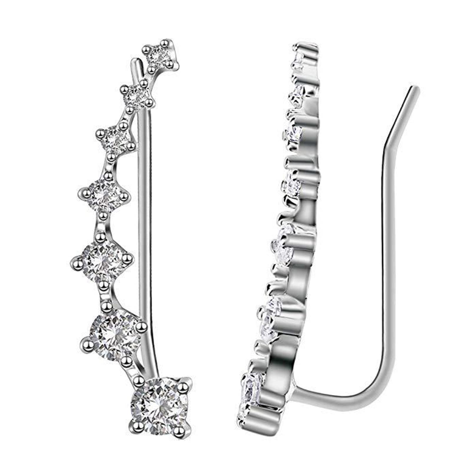 LoveAloe Sterling Silver Cartilage Earrings for Women - Cubic Zirconia CZ Hoop Climber Ear Cuffs - Hypoallergenic Piercing Jewelry - Perfect Gift for Her - Great for Parties, Weddings & Everyday Wear