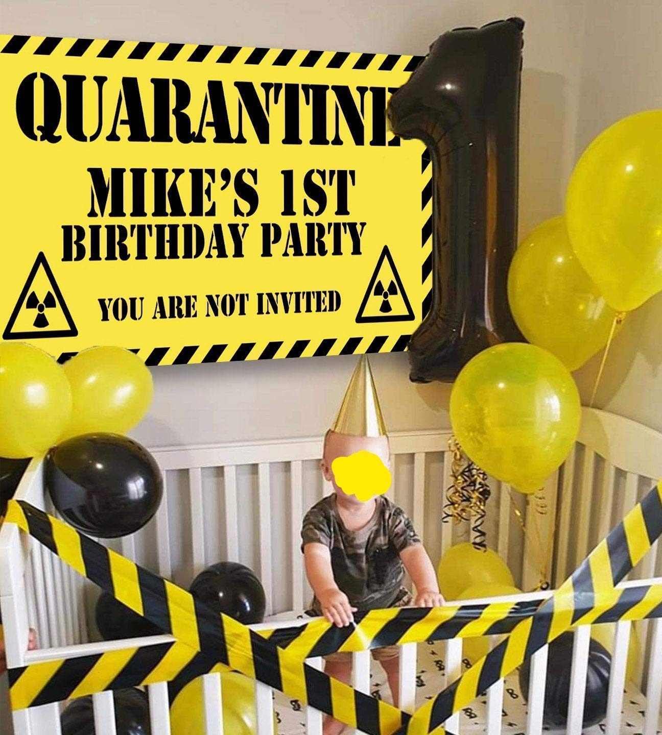 Funny Quarantine Birthday Party Banner - Vinyl Birthday Decorations & Party Supplies for Social Distancing Celebrations at Home