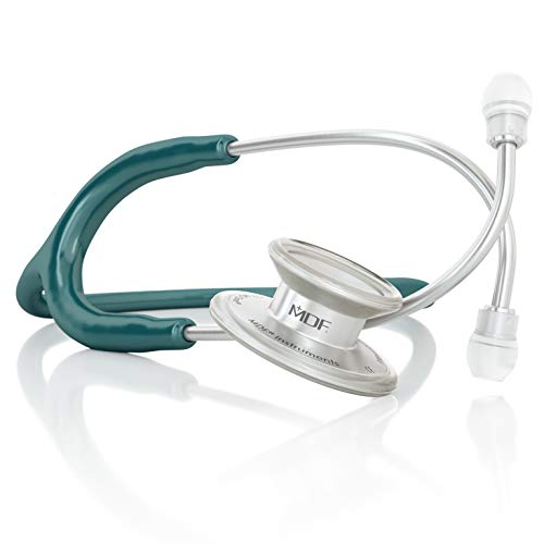 MDF MD One Stainless Steel Stethoscope for Adults - Dark Green Tube & Silver Chestpiece Headset (MDF77709) | Ideal for Medical Professionals, Nurses, and Students in Hospitals & Clinics