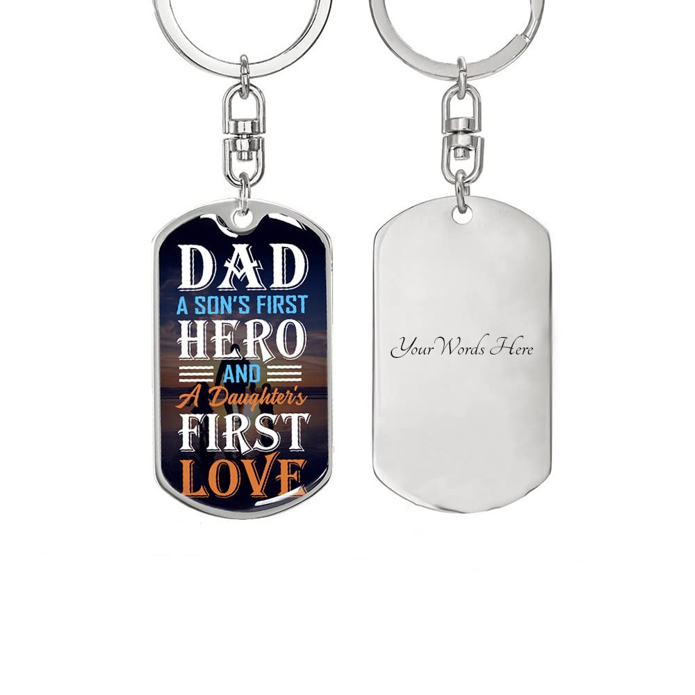 Personalized Father's Day Keychain for Dad - Custom Engraved Name, Text & Photo Gift from Daughter or Son - Perfect Birthday Present for Dad, Husband, Grandpa - Great for Key Rings, Wallets, Office & Everyday Carry