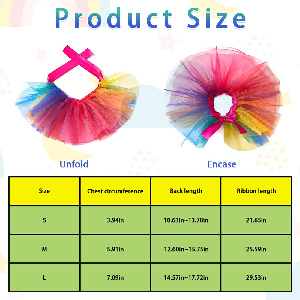 Rainbow Pet Costume for Small & Medium Dogs & Cats - Pride Princess Dress, Christmas Tutu, Fancy Multicolor Collar - Perfect for Birthday Parties, Pride Events & Holiday Celebrations (Large)