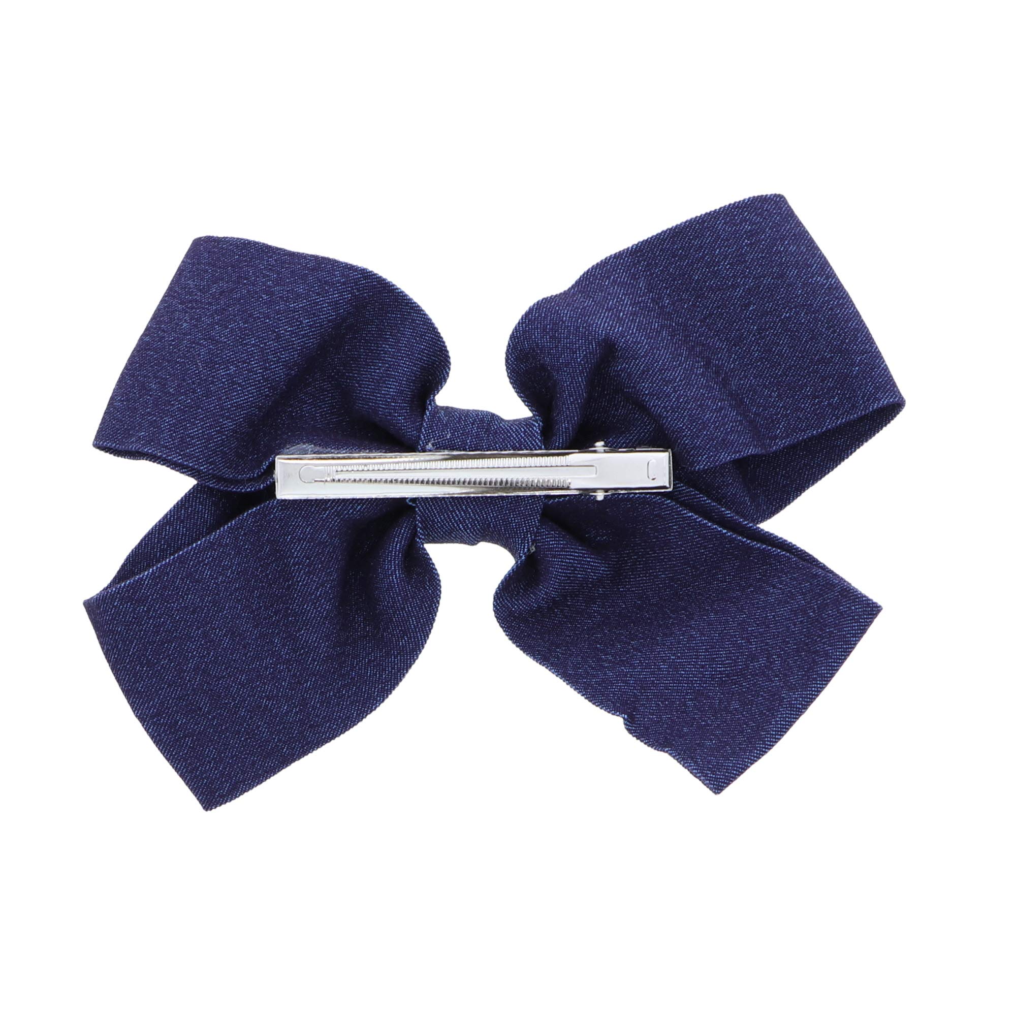 Denim Bow for Girls 7 inch - Dark Blue Hair Bow for Toddlers, Kids, and Teens - Perfect for School, Parties, and Special Occasions