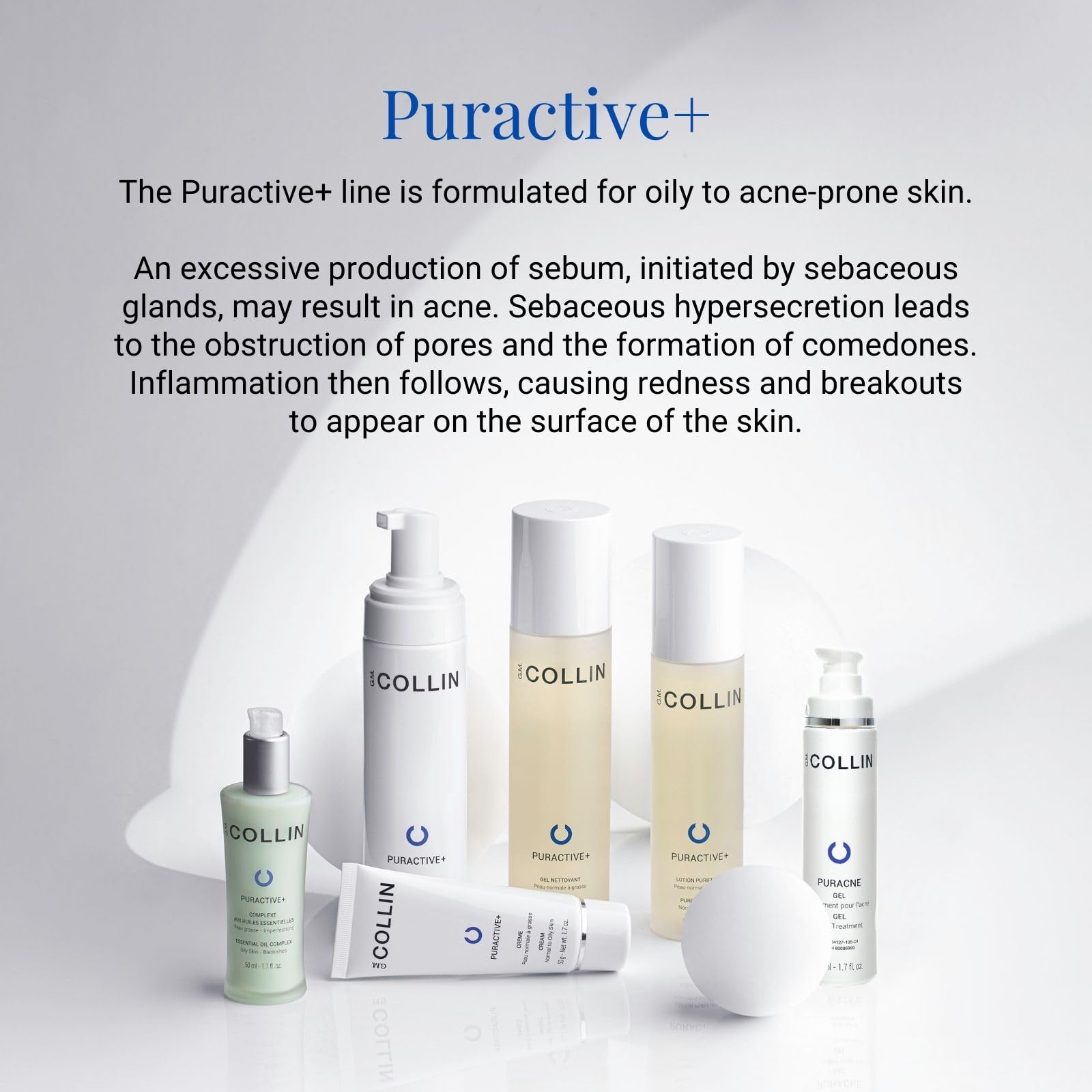 G.M. COLLIN Puractive+ Cleansing Foam - Foaming Face Wash for Oily & Acne-Prone Skin | Hydrating Facial Cleanser with Salicylic Acid | Daily Deep Pore Cleansing for Clear, Balanced Skin | Perfect for Morning & Night Skincare Routine