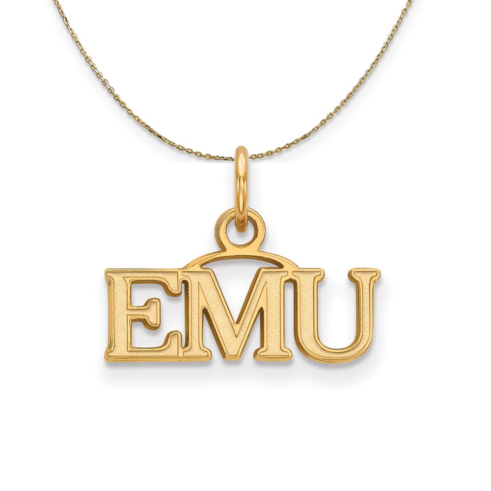 14k Yellow Gold Eastern Michigan University 'EMU' Tiny XS Necklace - Perfect for Graduation Gifts & Alumni Pride