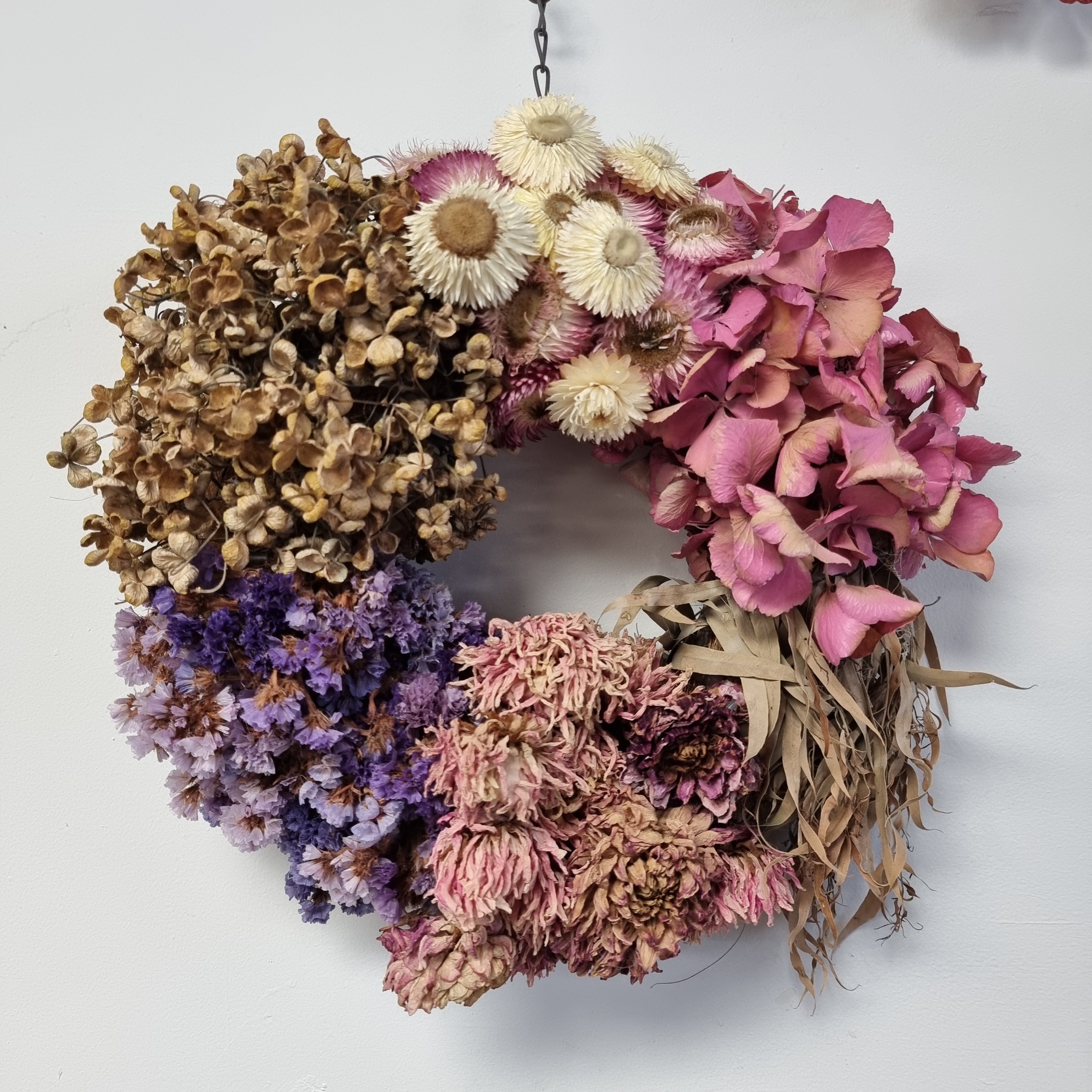 Handmade Dried Flower Wreath for Home Decor - Boho Chic Wall Hanging, Wedding, Rustic Farmhouse Decorations