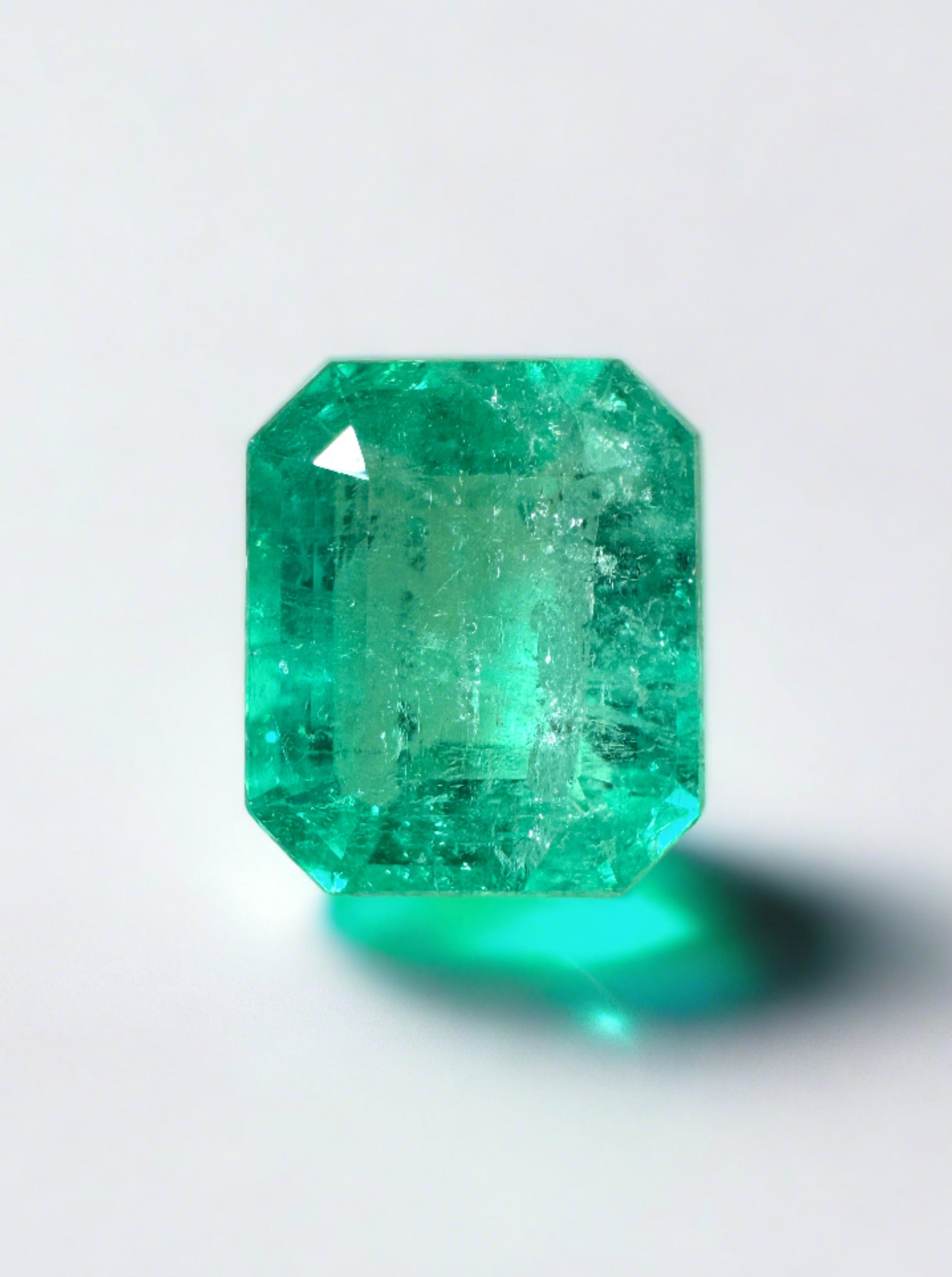 2.68 Carat 9x8mm Chunky Natural Loose Colombian Emerald Gemstone - Emerald Cut for Jewelry Making, Engagement Rings & Collector's Pieces