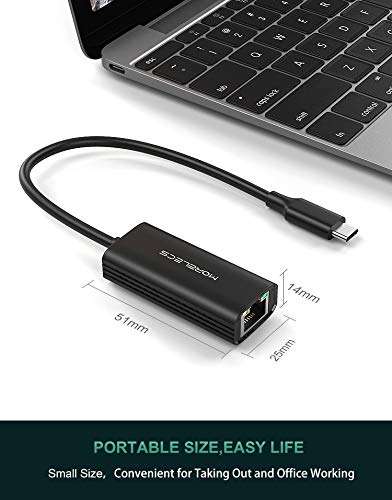 Morelecs USB C to Ethernet Adapter - Gigabit LAN Network Dongle for MacBook Pro/Air, Dell XPS, Surface Book 2, iPad Pro | Fast Wired Internet Connection for Work, Gaming & Streaming
