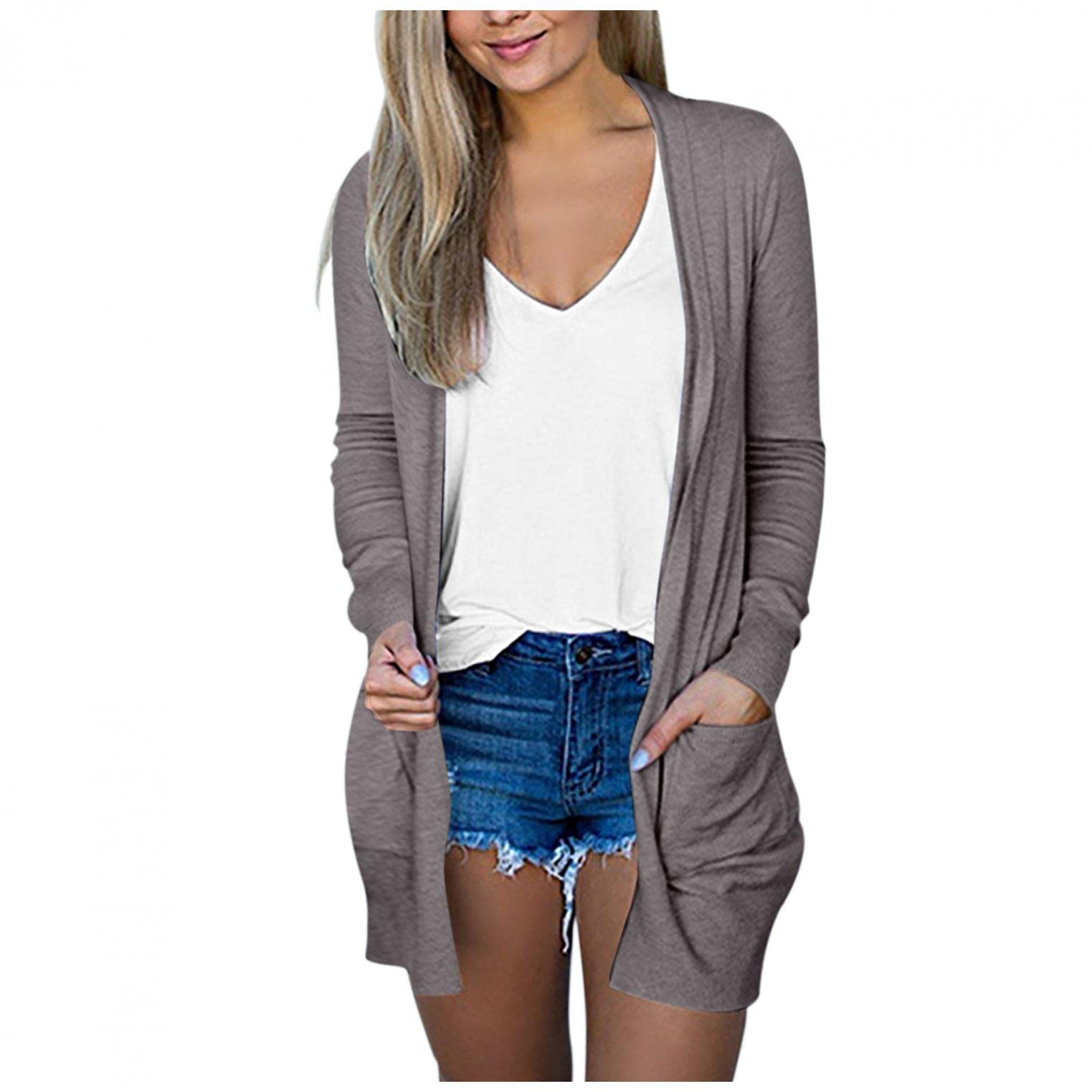 Women's Fall Cardigan Sweaters 2021 - Fashion Solid Open Front Knitted Sweater Coat for Women | Cozy Layering Piece for Autumn Outfits, Office Wear & Casual Dates