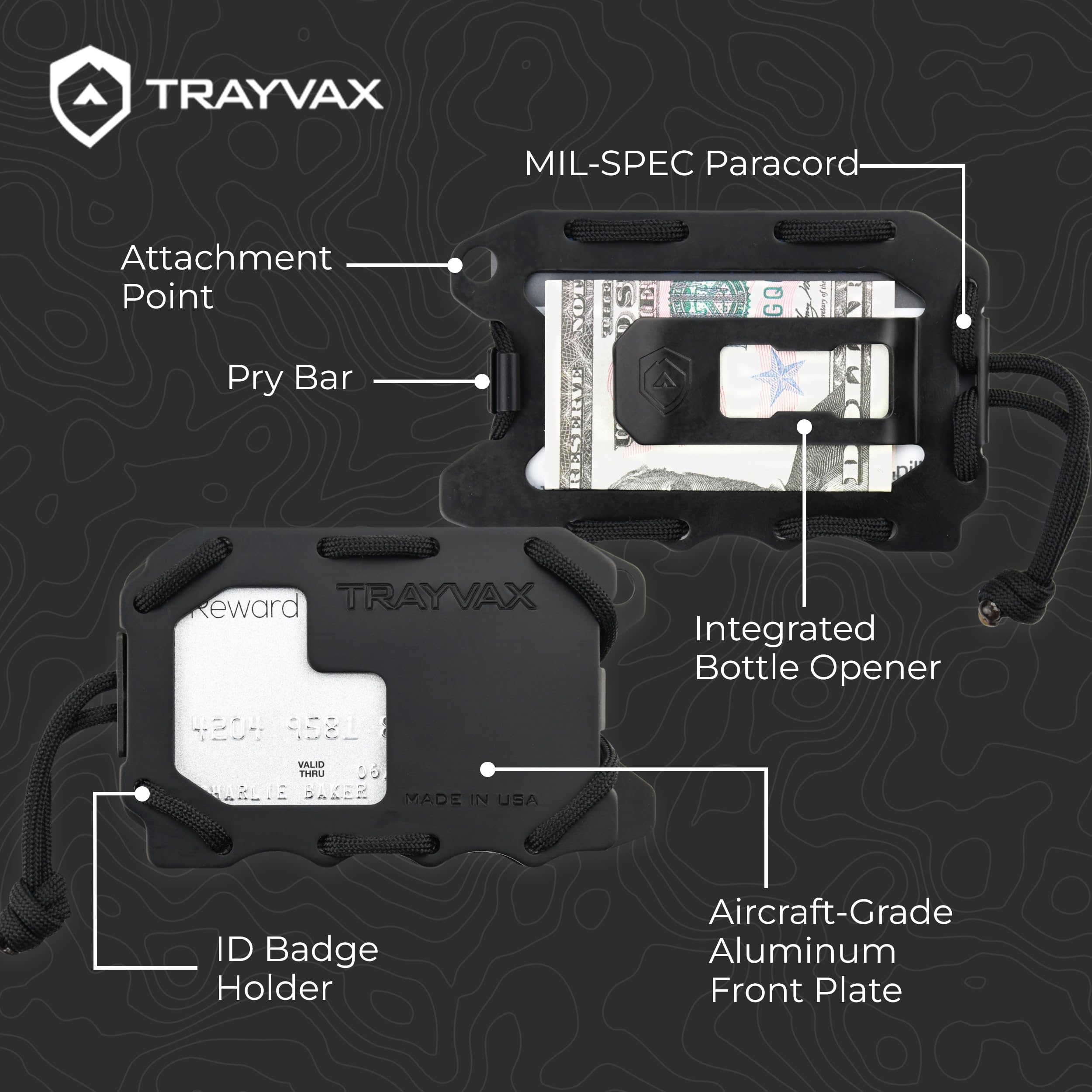 Trayvax Original 2.0 RFID Blocking Metal Wallet - Slim Front Pocket Minimalist Credit Card Holder with Money Clip for Men & Women | Perfect for Travel, Everyday Carry & Outdoor Adventures (Black)