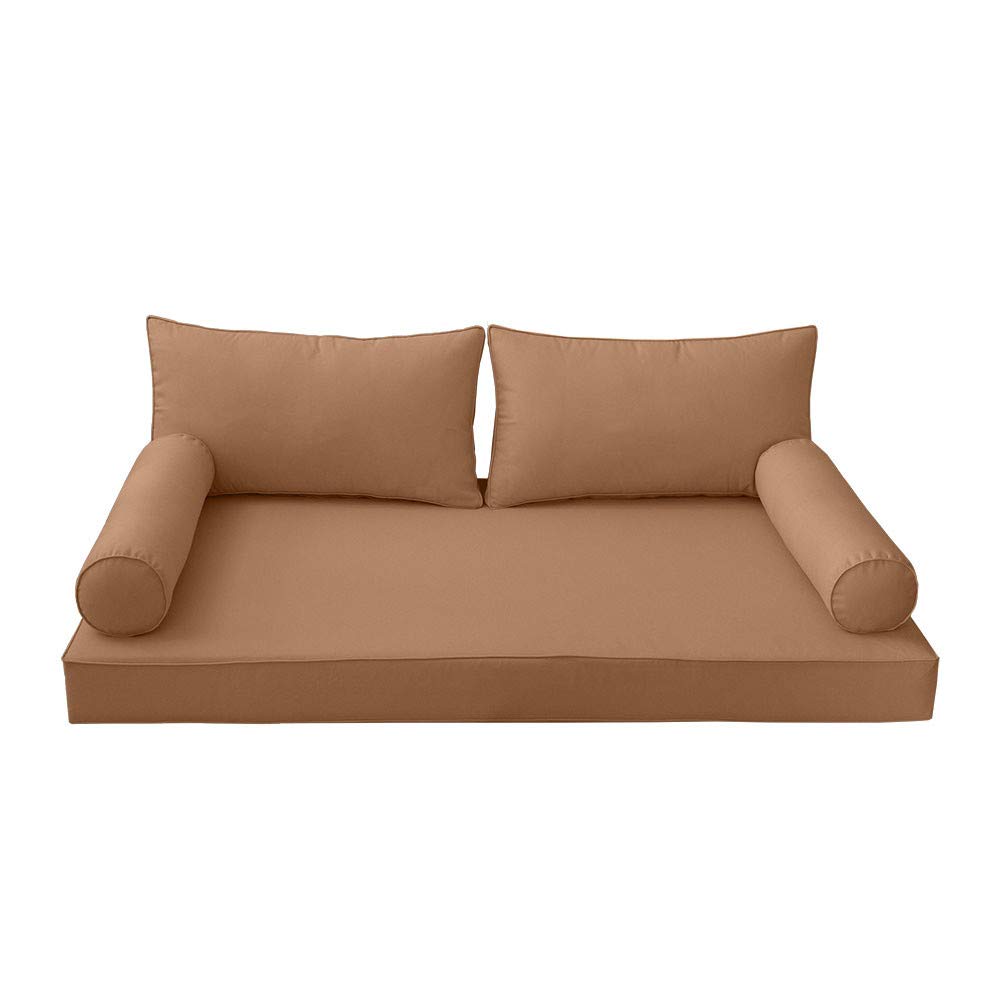 Prolinemax Style2 5-Piece Outdoor Daybed Mattress Cushion Set with Bolster Pillows - Crib Size AD104 - Perfect for Patio, Poolside, and Garden Lounging
