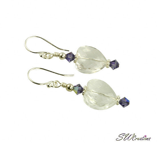 Tanzanite Crystal Heart Beaded Earrings for Women | Elegant Dangle Jewelry Gift | Perfect for Weddings, Parties & Special Occasions