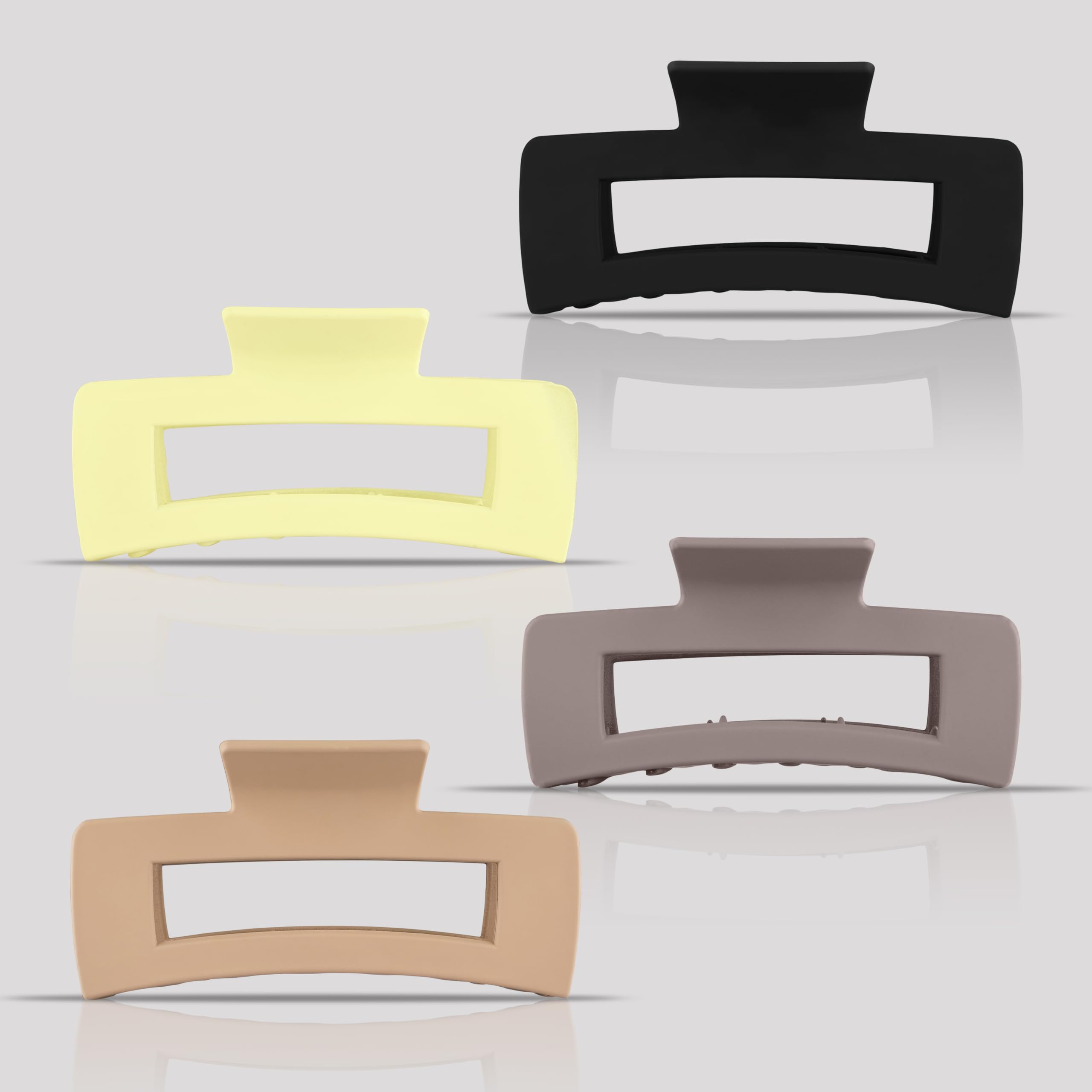 Zollyss 4-Pack Matte Acrylic Hair Claw Clips for Women & Girls - Fashion Hair Accessories in Multicolor | Perfect for Ponytails, Buns & Everyday Styling