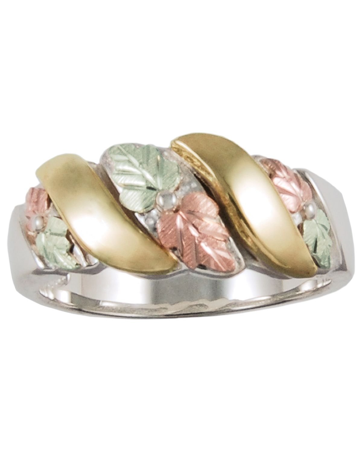 Authentic Black Hills Silver Tango Ring for Men - 10k Gold Accents & 12k Gold Leaves | Western Jewelry, Native American Style, Perfect for Weddings, Gifts & Special Occasions