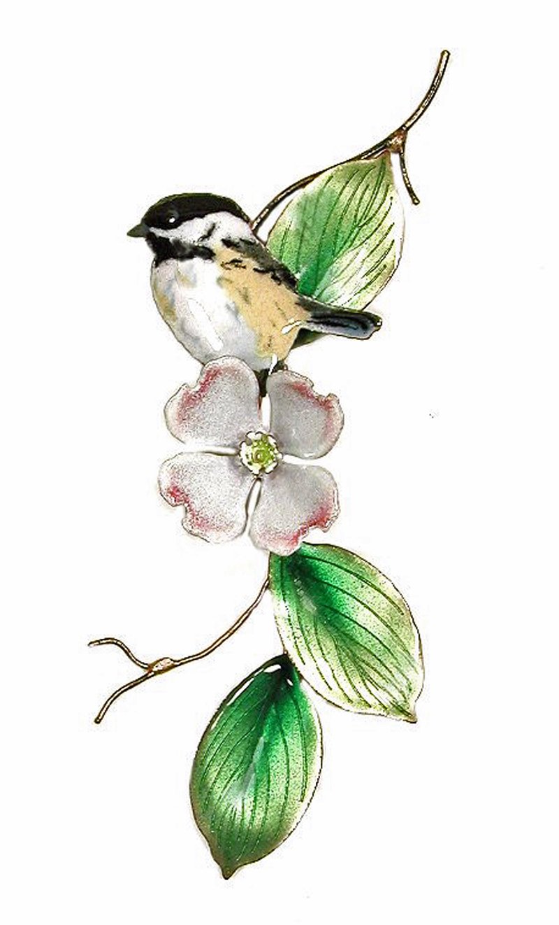 Chickadee on Dogwood Branch Metal Wall Sculpture - Handcrafted Bird Wall Art Decor for Living Room, Bedroom & Office - Rustic Home Decor Gift Idea