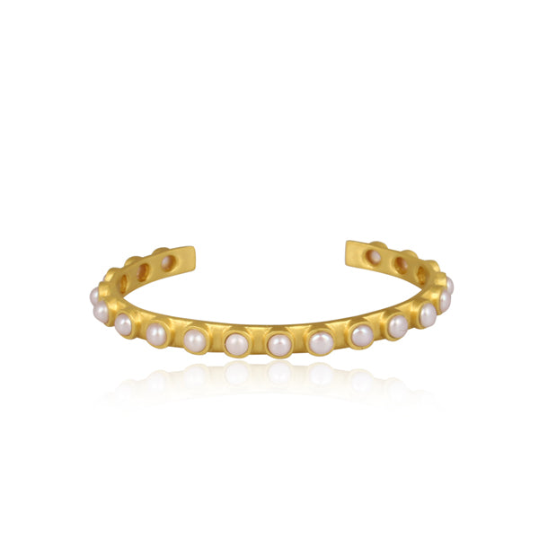 Elegant Pearl Studded Cuff Bracelet for Women - Timeless Jewelry for Weddings, Parties & Special Occasions