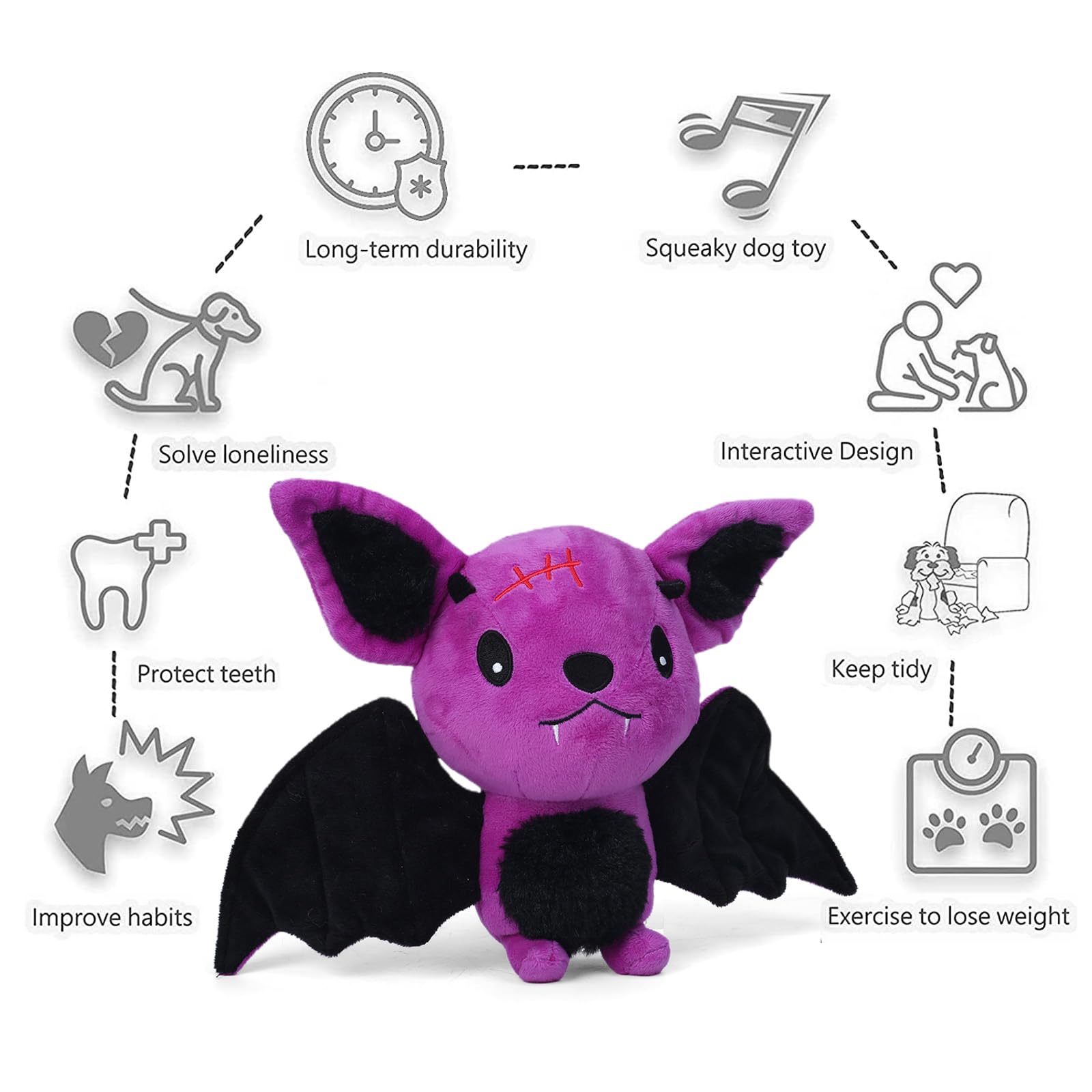 Blnboimrun Interactive Dog Chew Toys for Small, Medium & Large Dogs - Squeaky Plush Puppy Toy with Crinkle Paper, Durable Bat Design for Boredom Relief | Perfect for Playtime, Training & Indoor/Outdoor Fun