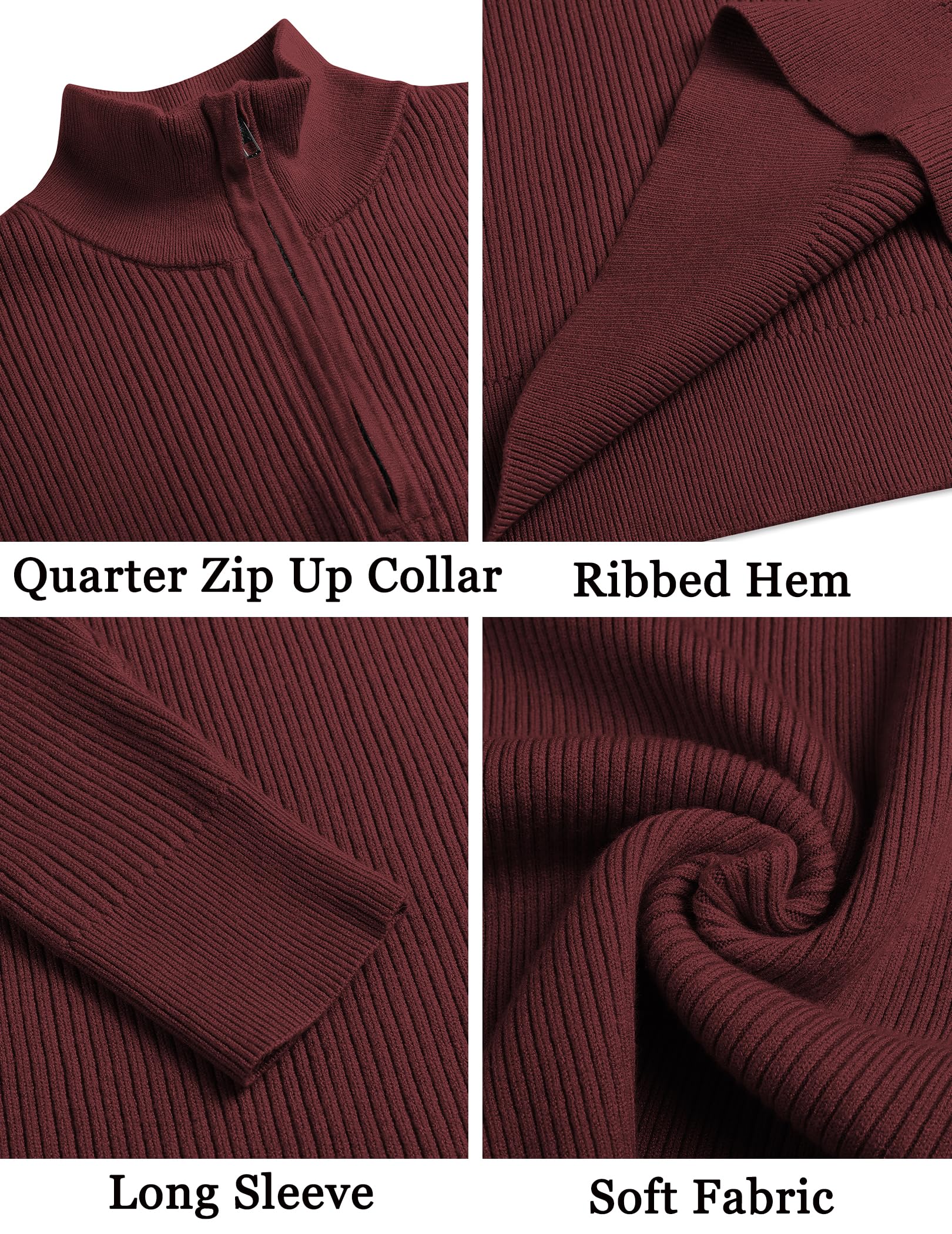 COOFANDY Men's Slim Fit Quarter Zip Sweater - Lightweight Mock Neck Pullover Knit Top for Casual Wear & Office Outfits | Perfect for Fall Layering and Business Casual Style