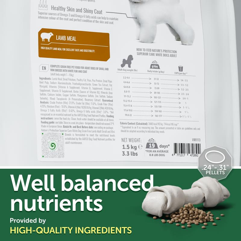 Premium Lamb Formula Small & Mini Breed Dog Food for Healthy Skin & Shiny Coat - Ideal for Adult Dogs with Sensitive Skin or Light Coats - Perfect for Daily Feeding & Grooming Care