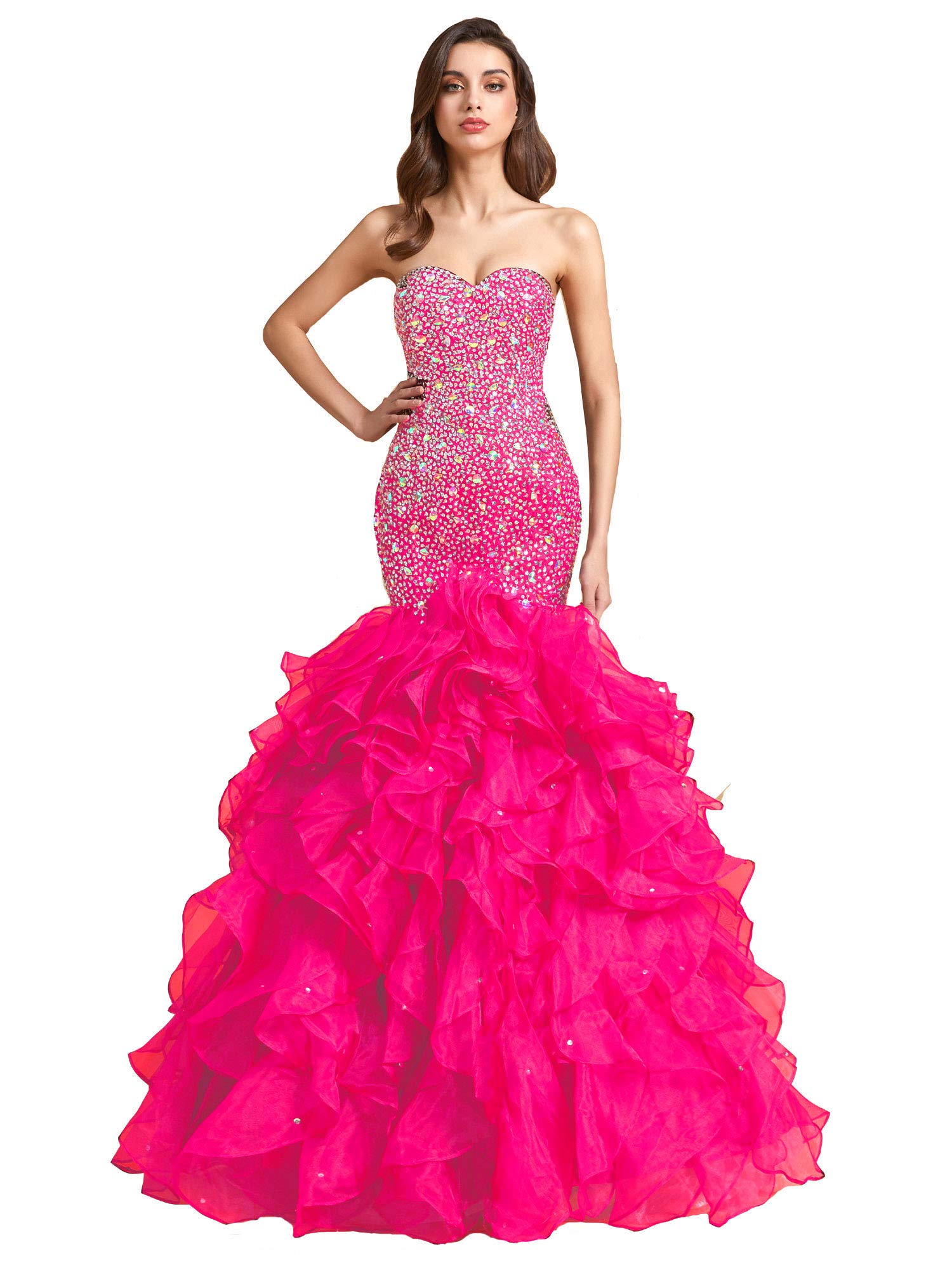 Elegant Mermaid Prom Dress with Ruffles & Beading - Sweetheart Corset Formal Evening Gown for Women | Perfect for Homecoming, Wedding Guest & Special Occasions